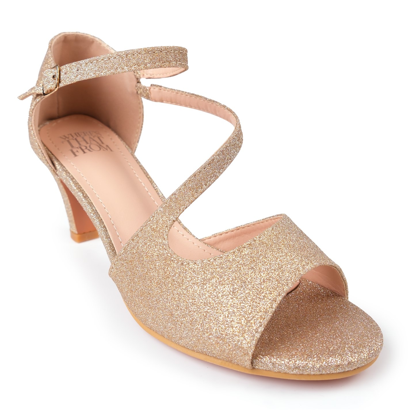 Where’s That From Champagne Glitter Beatrice Low Kitten Heels - 2