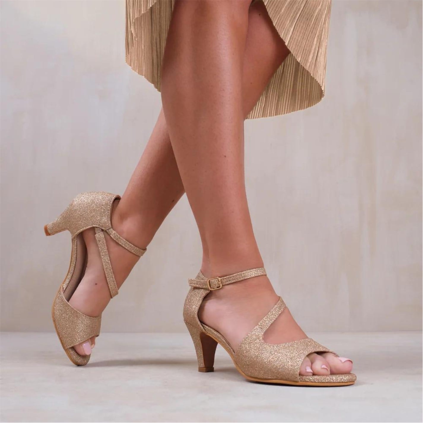 Where’s That From Champagne Glitter Beatrice Low Kitten Heels - 3