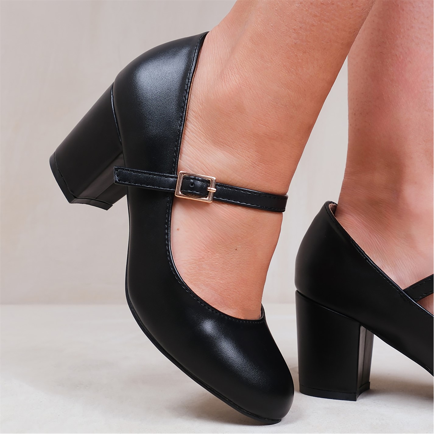 Where’s That From Araceli Block Heel Pumps In Black - 2
