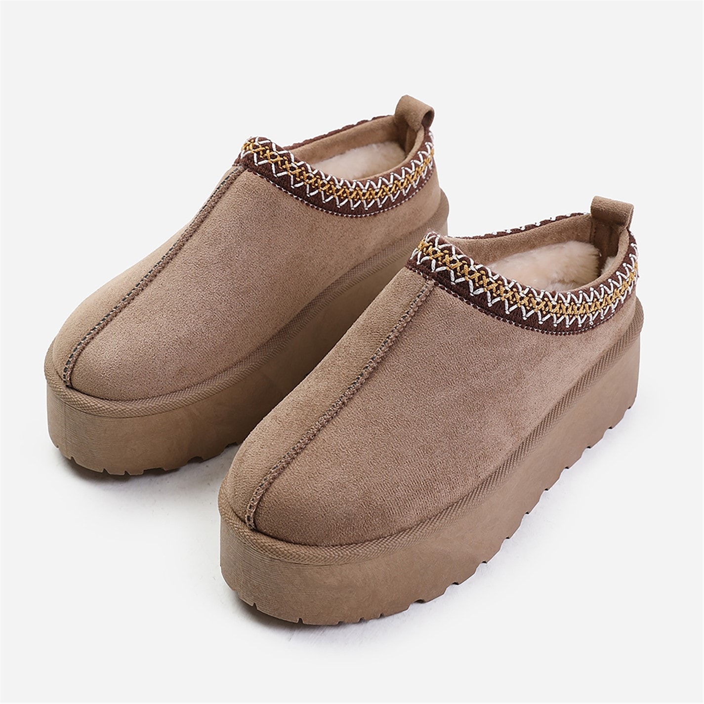 Wheres That From Allegra Camel Faux-Suede Embroidered Ankle Slipper - 4