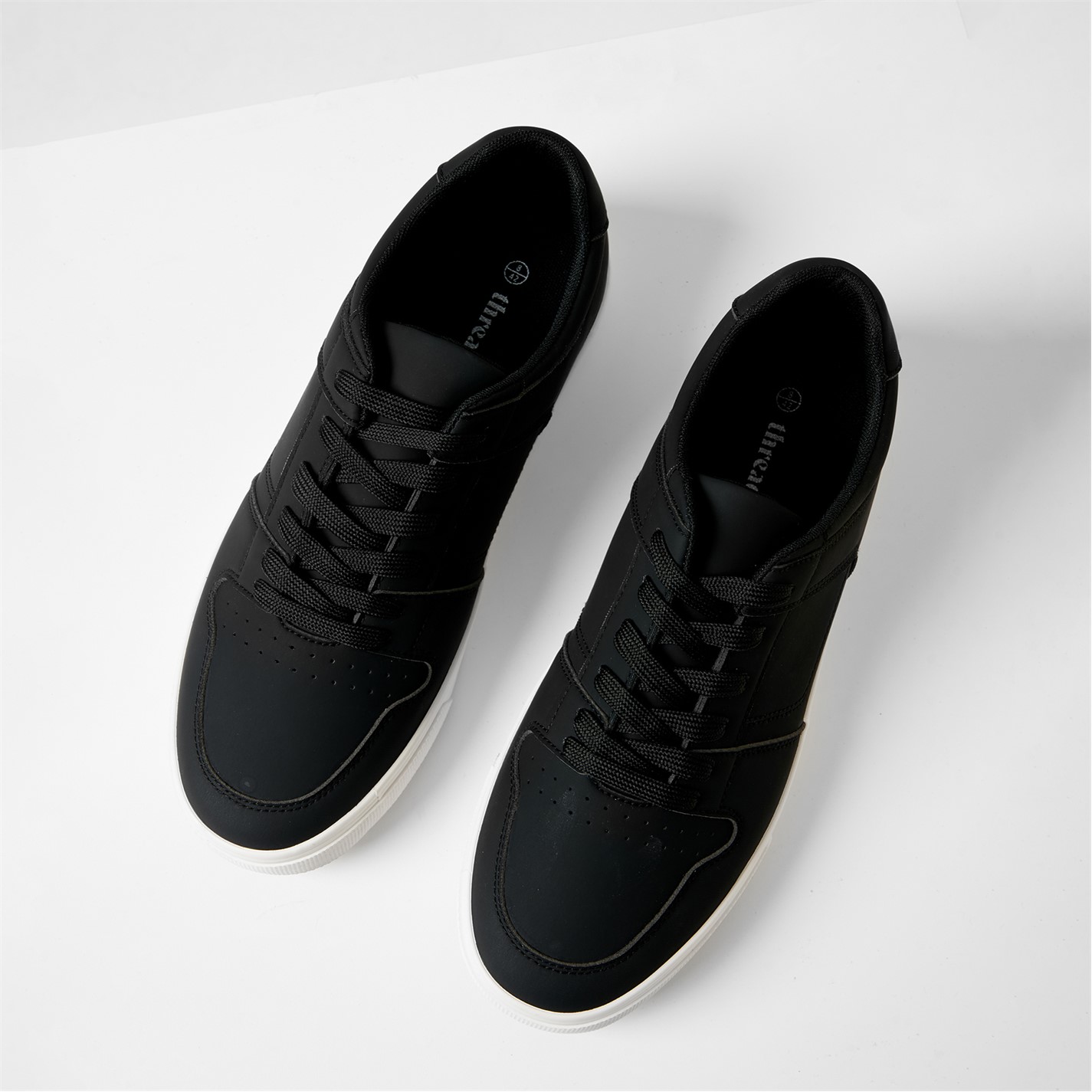 Threadbare Stitch Detail Court Trainers - 1