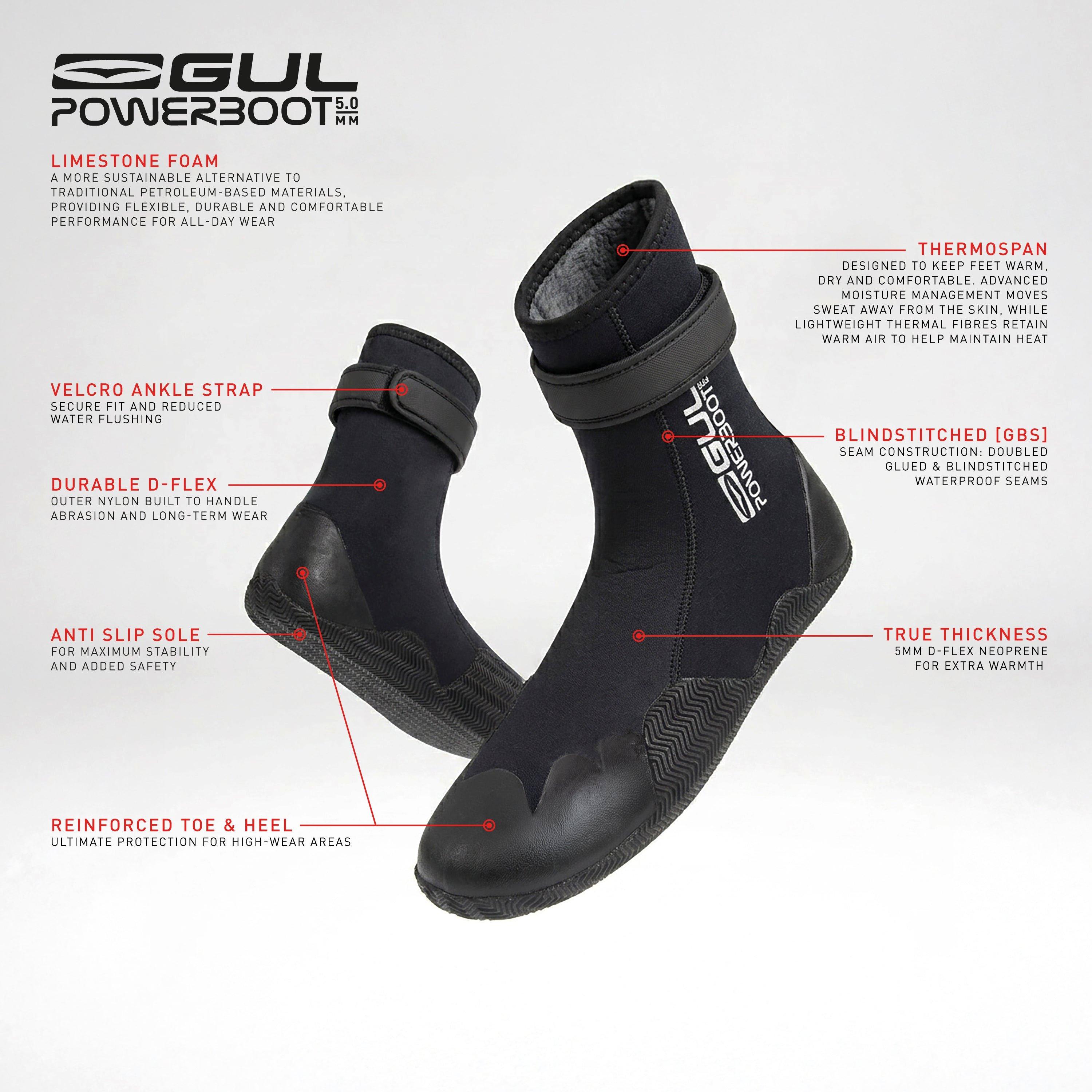 Boty Gul Black 877002 5MM POWERBOOT BLINDSTITCHED WETSUIT BOOT - 9