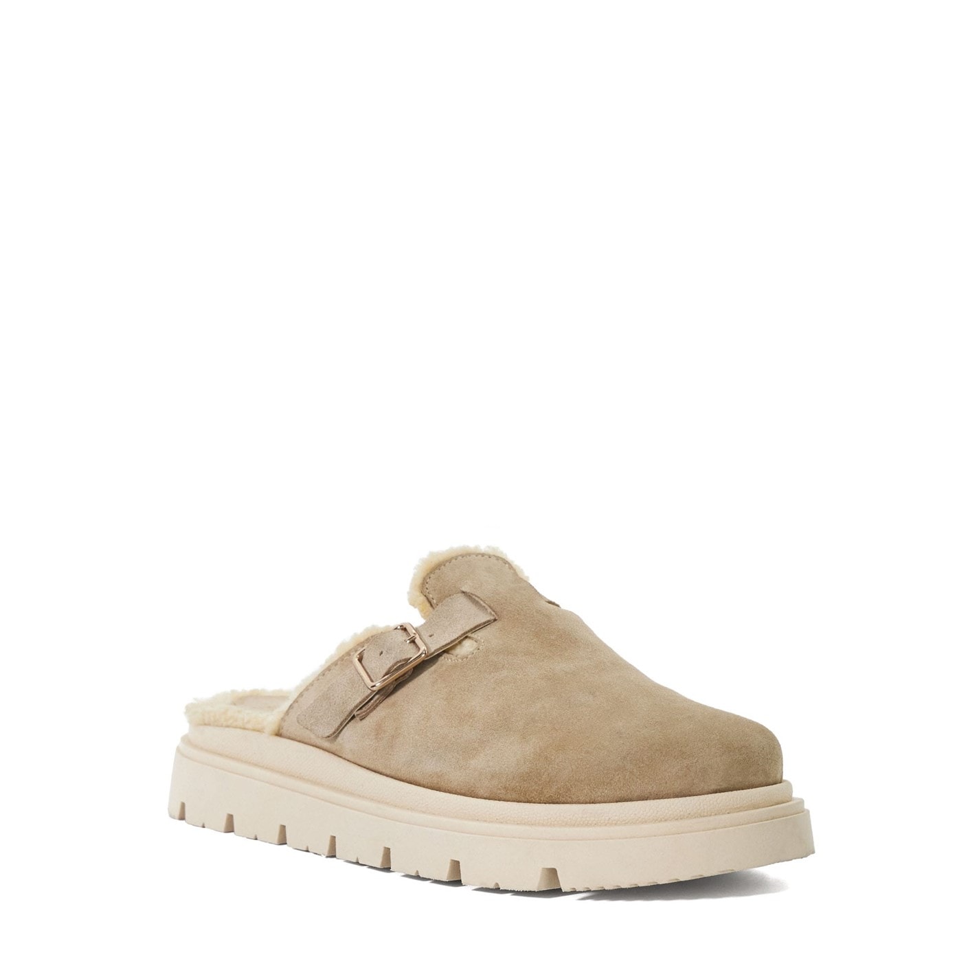 Dune London Sand 2972936 Gene Leather Faux Shearling Lined Clogs - 2