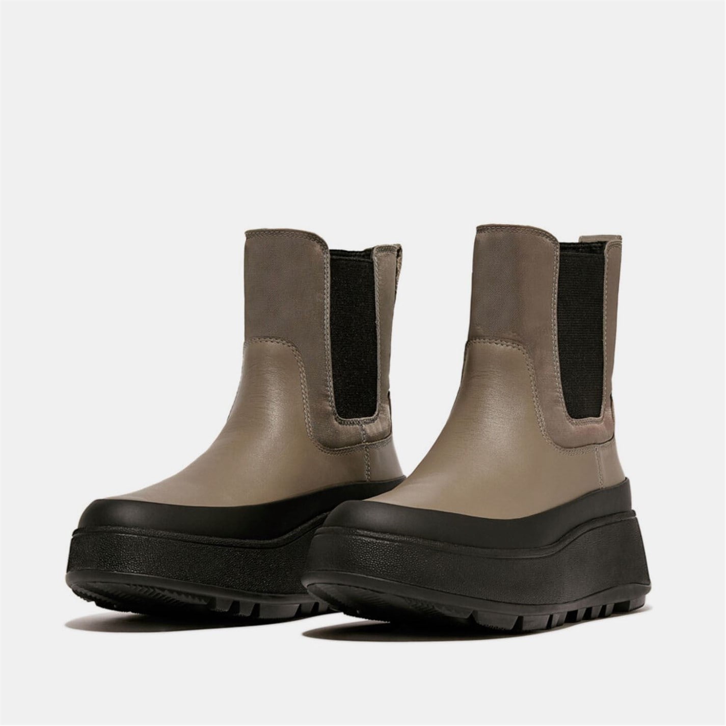 Boty Fitflop Grey 407230 F-Mode Water-Resistant Flatform Chelsea Boots - 6