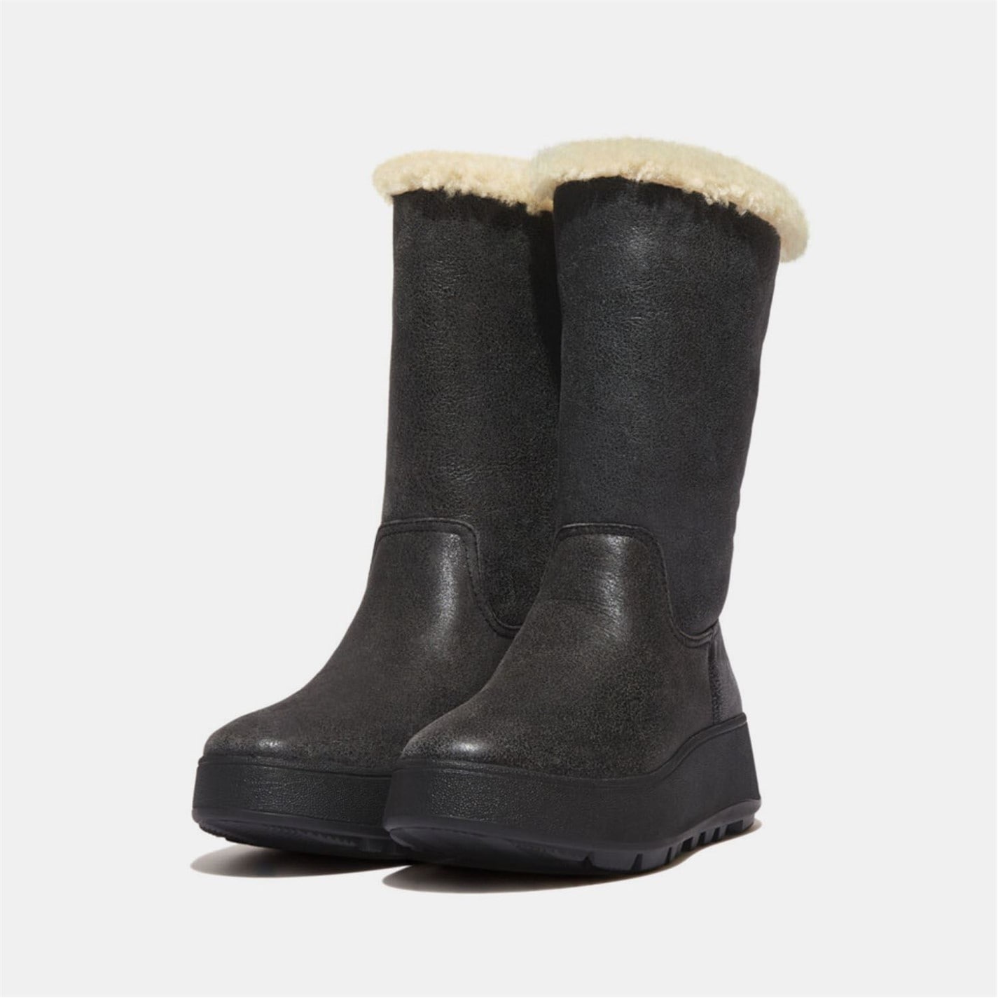 Topánky Fitflop Black 9348871 F-Mode Shearling Flatform Boots - 4