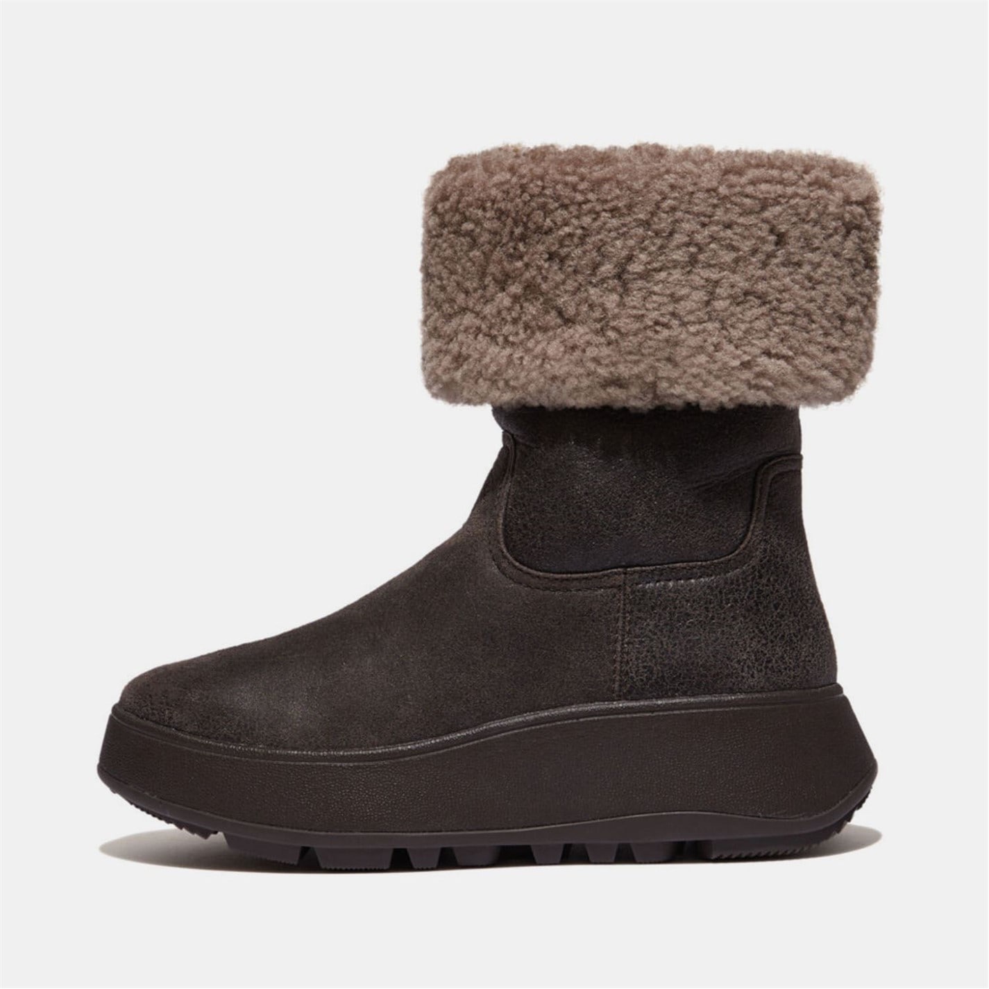 Boty Fitflop Brown 5068902 F-Mode Shearling Flatform Calf Boots - 6