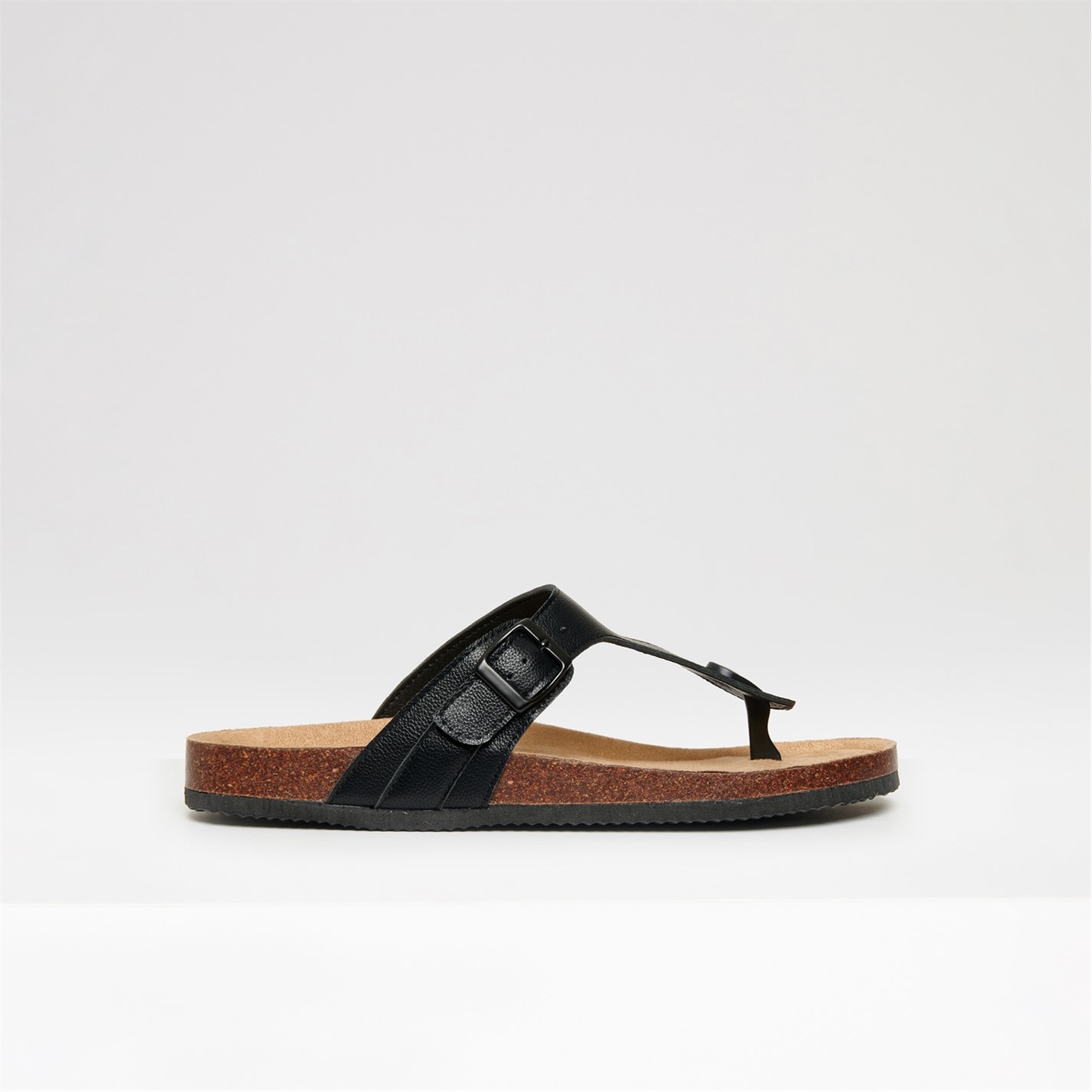 Threadbare Black 3339015 Faux Leather Toe Post Sandals - 4
