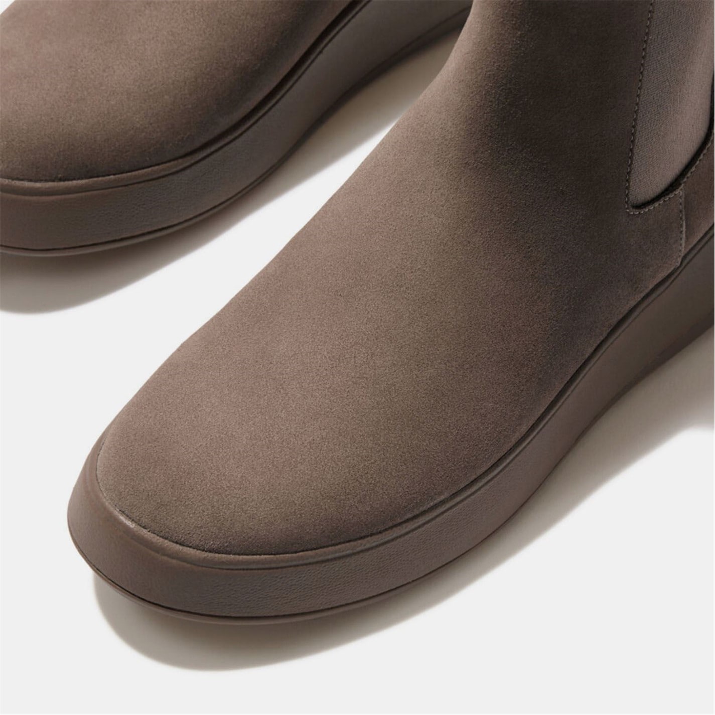 Boty Fitflop Grey 7722817 F-Mode Suede Flatform Chelsea Boots - 4