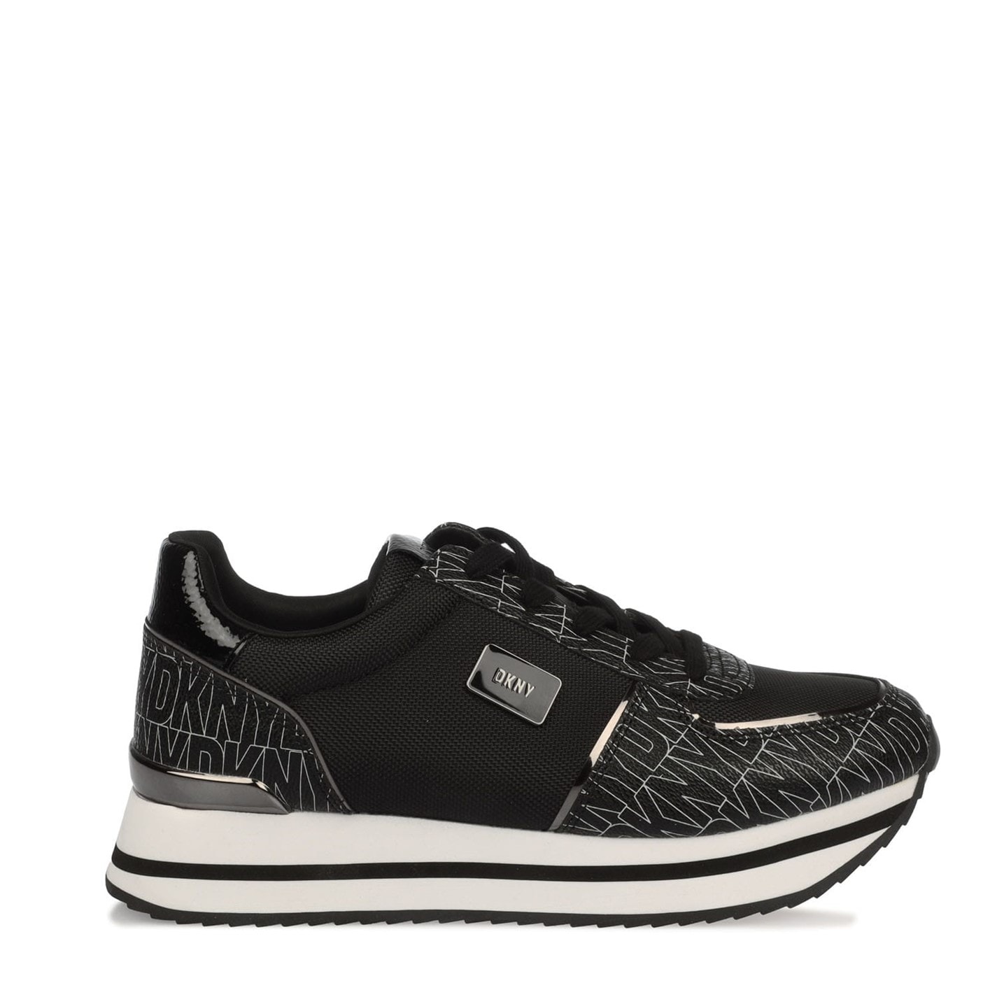 Tenisky DKNY Black Grey 3381689 Davie Lace Up Wedge Trainers - 1