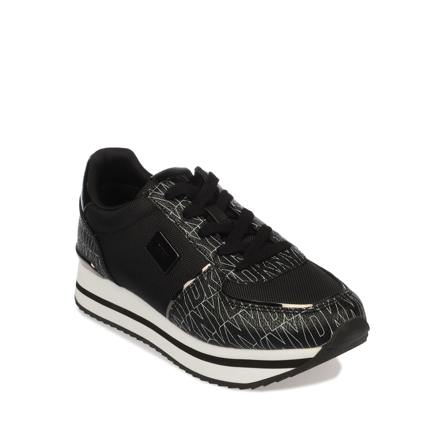 Tenisky DKNY Black Grey 3381689 Davie Lace Up Wedge Trainers - 2