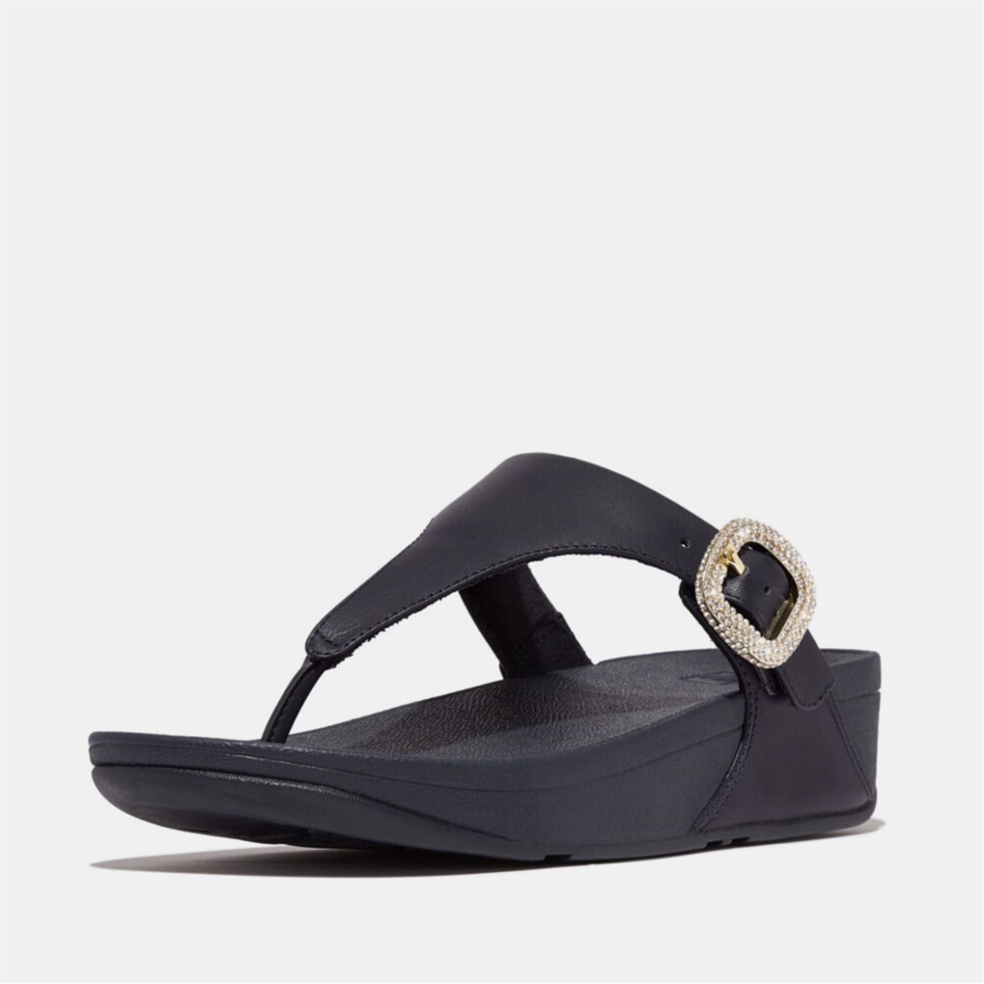 FitFlop Navy 3667430 Lulu Crystal-Buckle Leather Toe-Post Sandals - 2