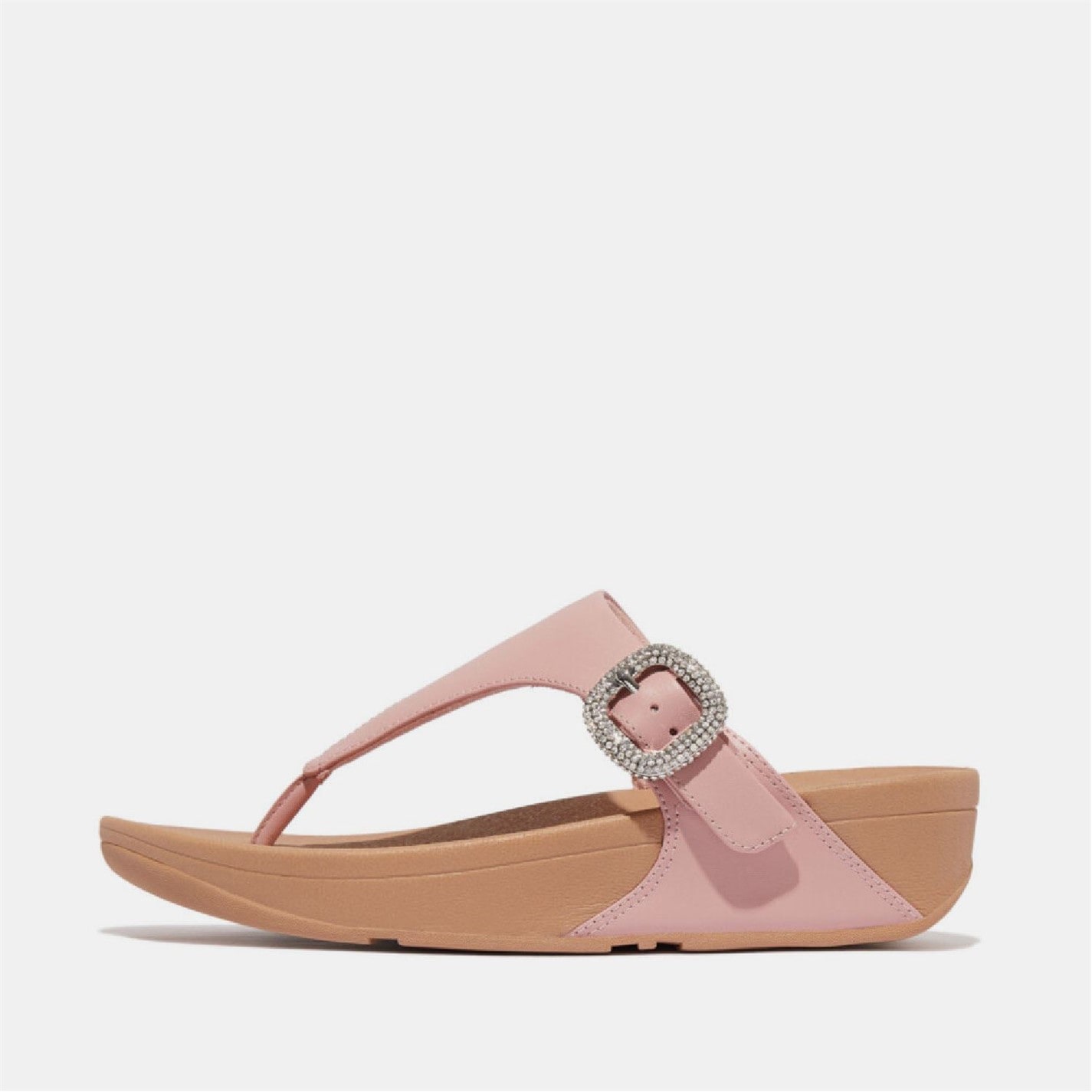 FitFlop Beige 2470110 Lulu Crystal-Buckle Leather Toe-Post Sandals - 1
