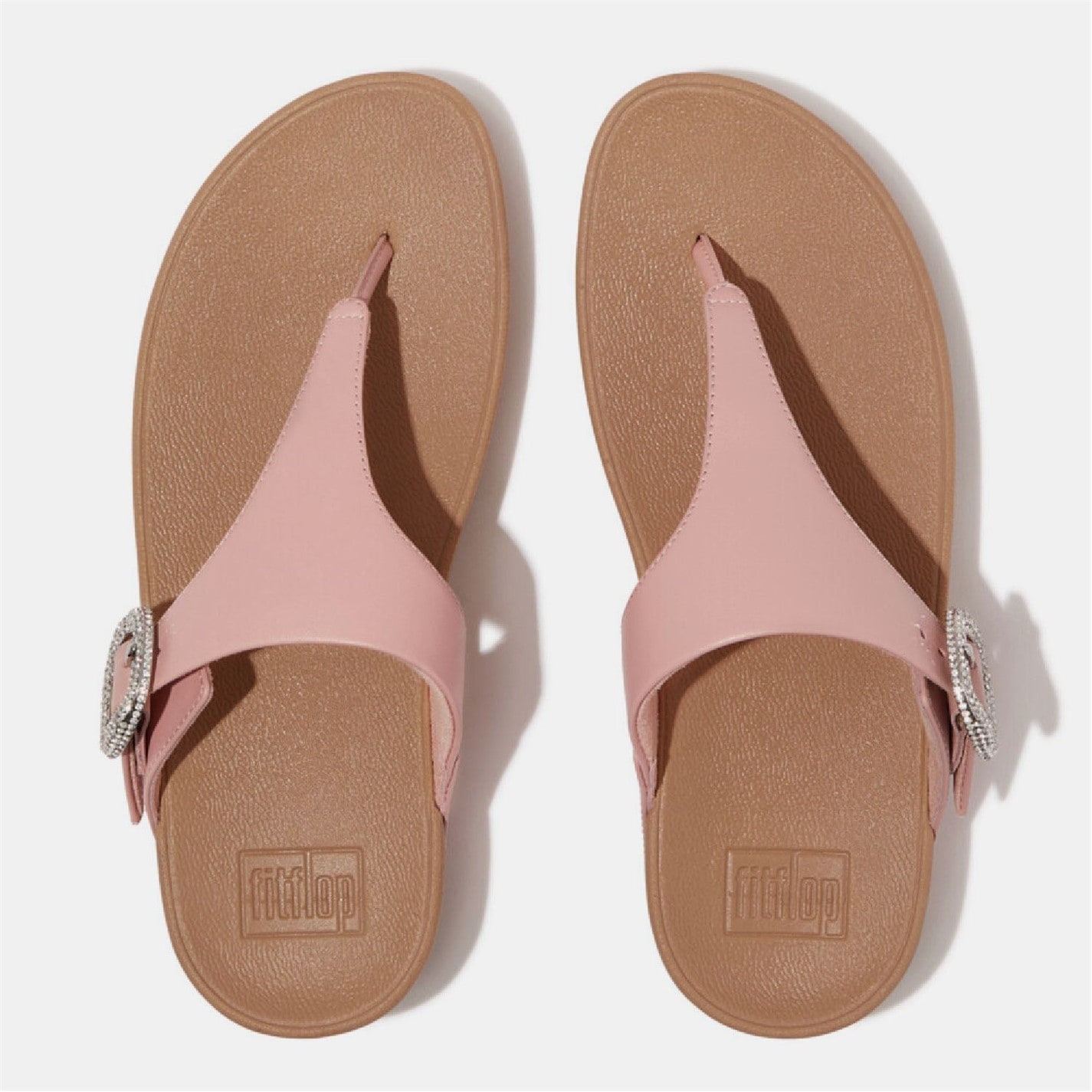 FitFlop Beige 2470110 Lulu Crystal-Buckle Leather Toe-Post Sandals - 2