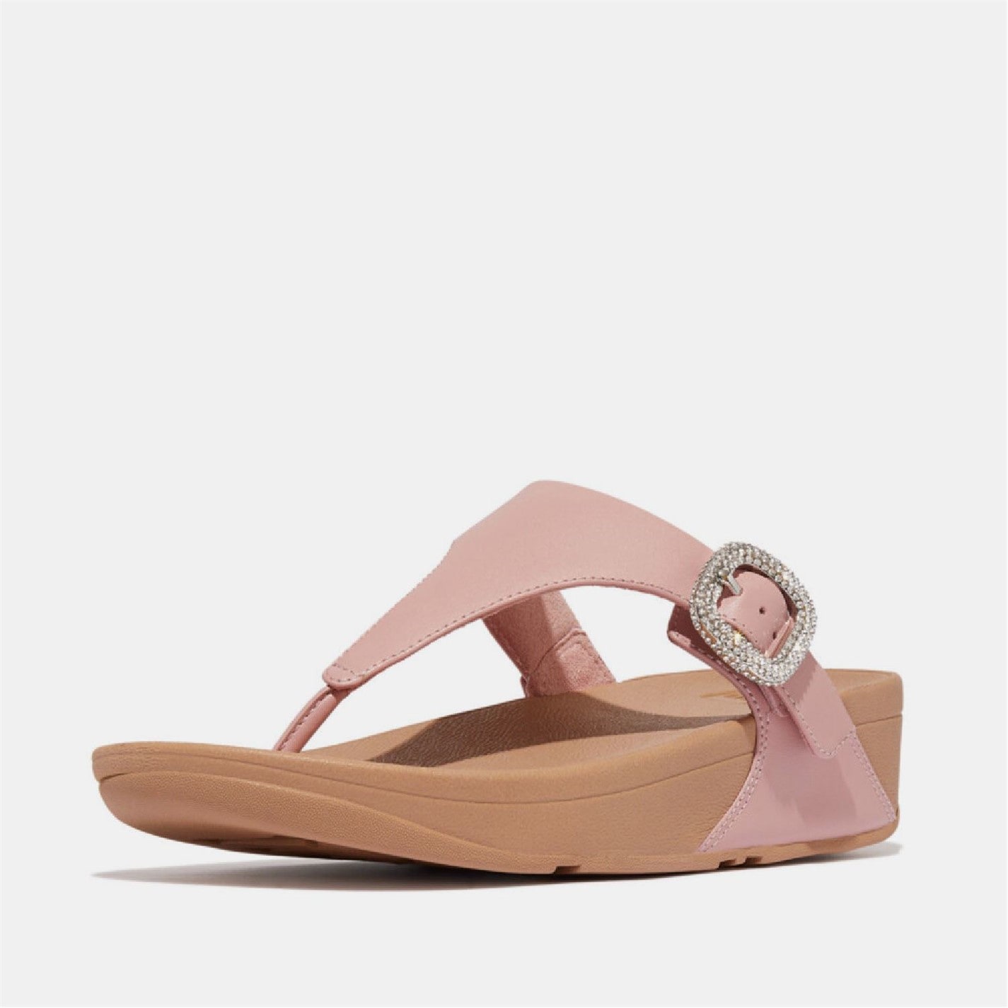 FitFlop Beige 2470110 Lulu Crystal-Buckle Leather Toe-Post Sandals - 3