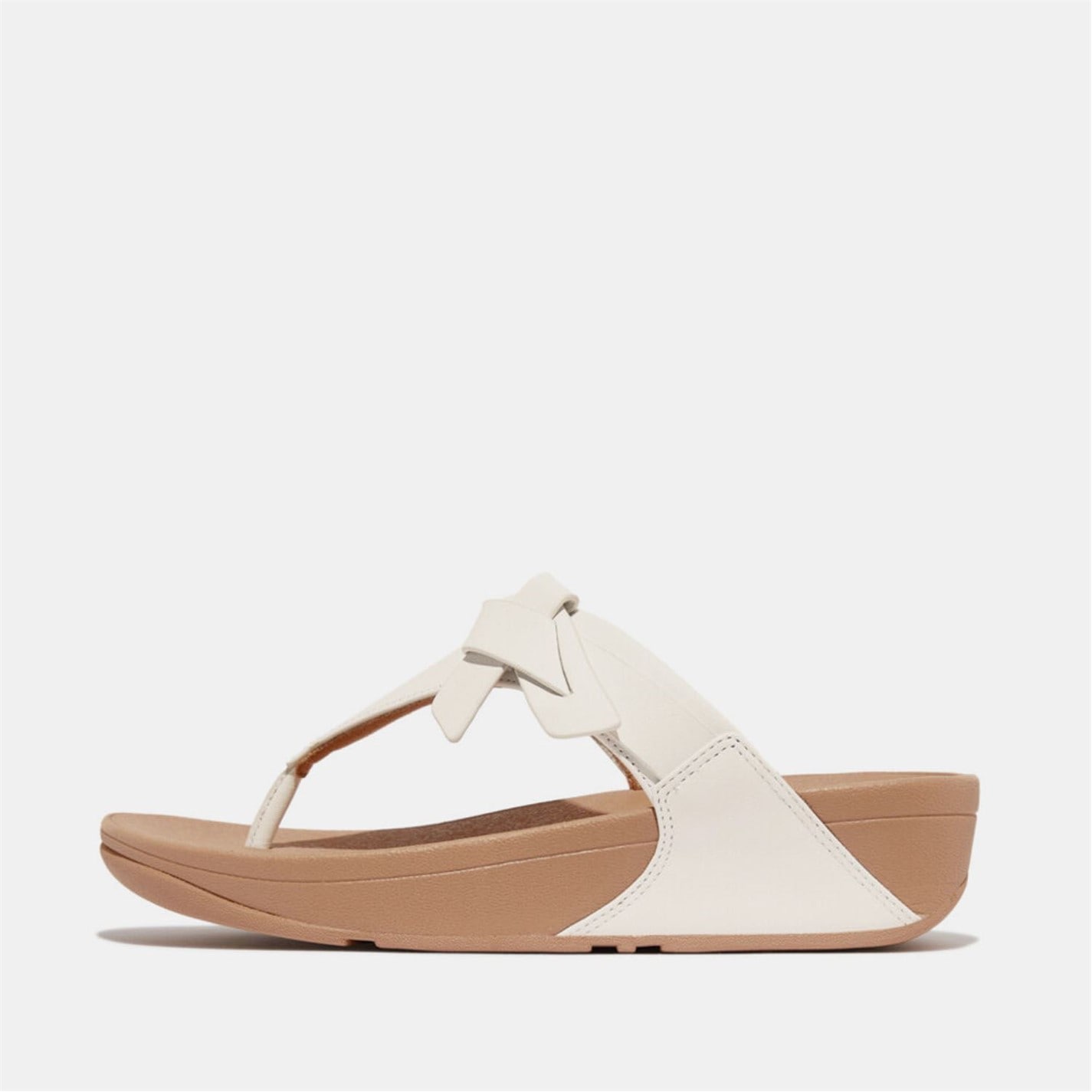 FitFlop White 3042558 Lulu Folded-Knot Leather Toe-Post Sandals - 1