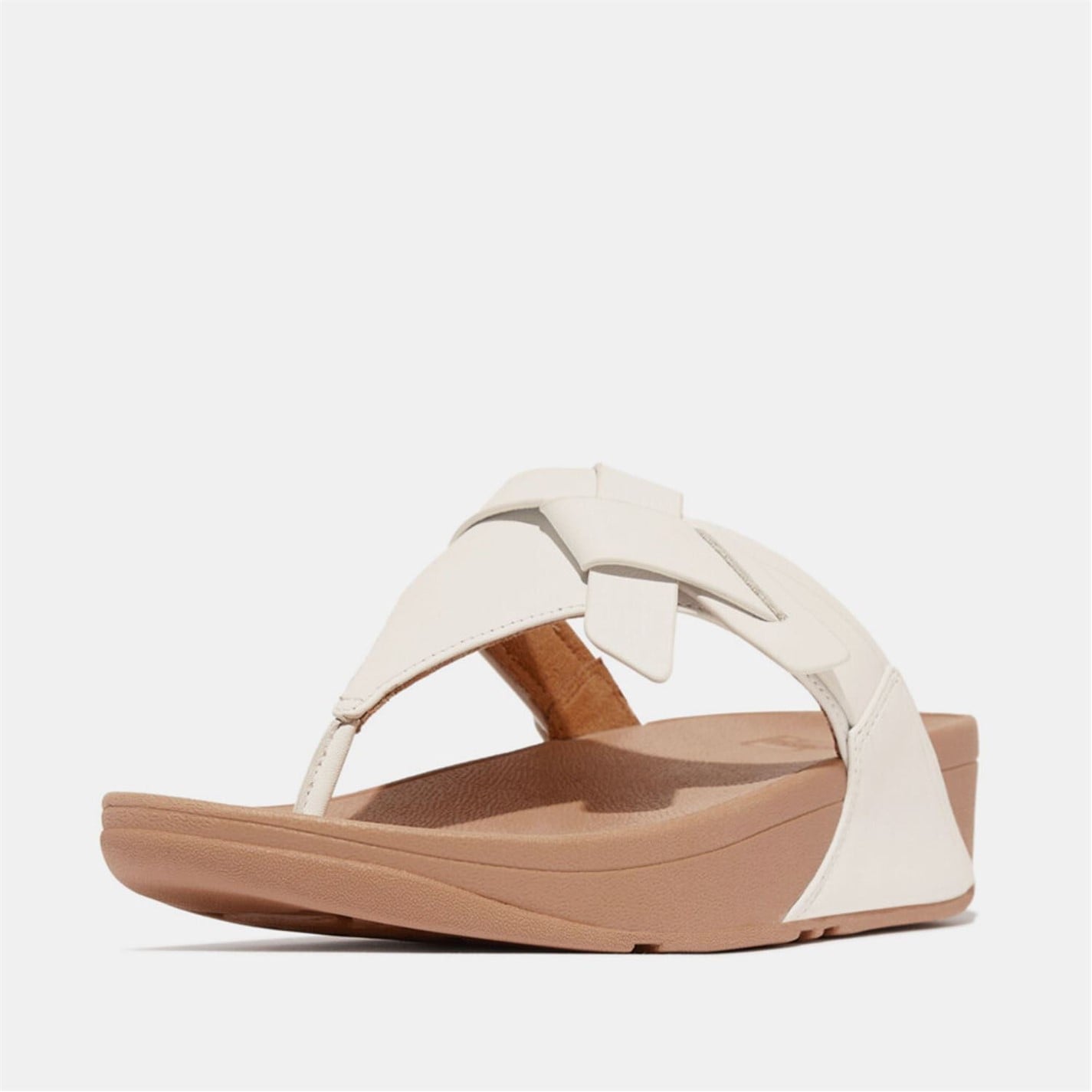 FitFlop White 3042558 Lulu Folded-Knot Leather Toe-Post Sandals - 2