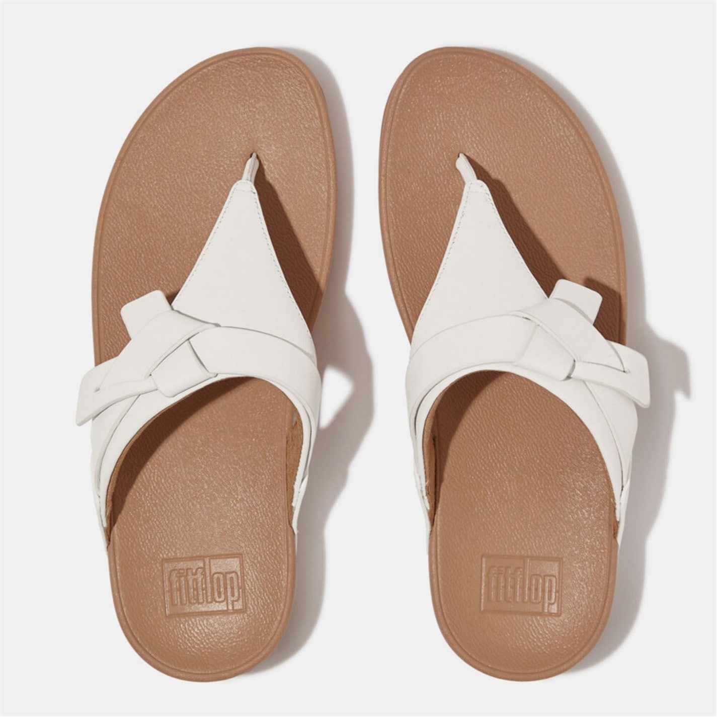 FitFlop White 3042558 Lulu Folded-Knot Leather Toe-Post Sandals - 3