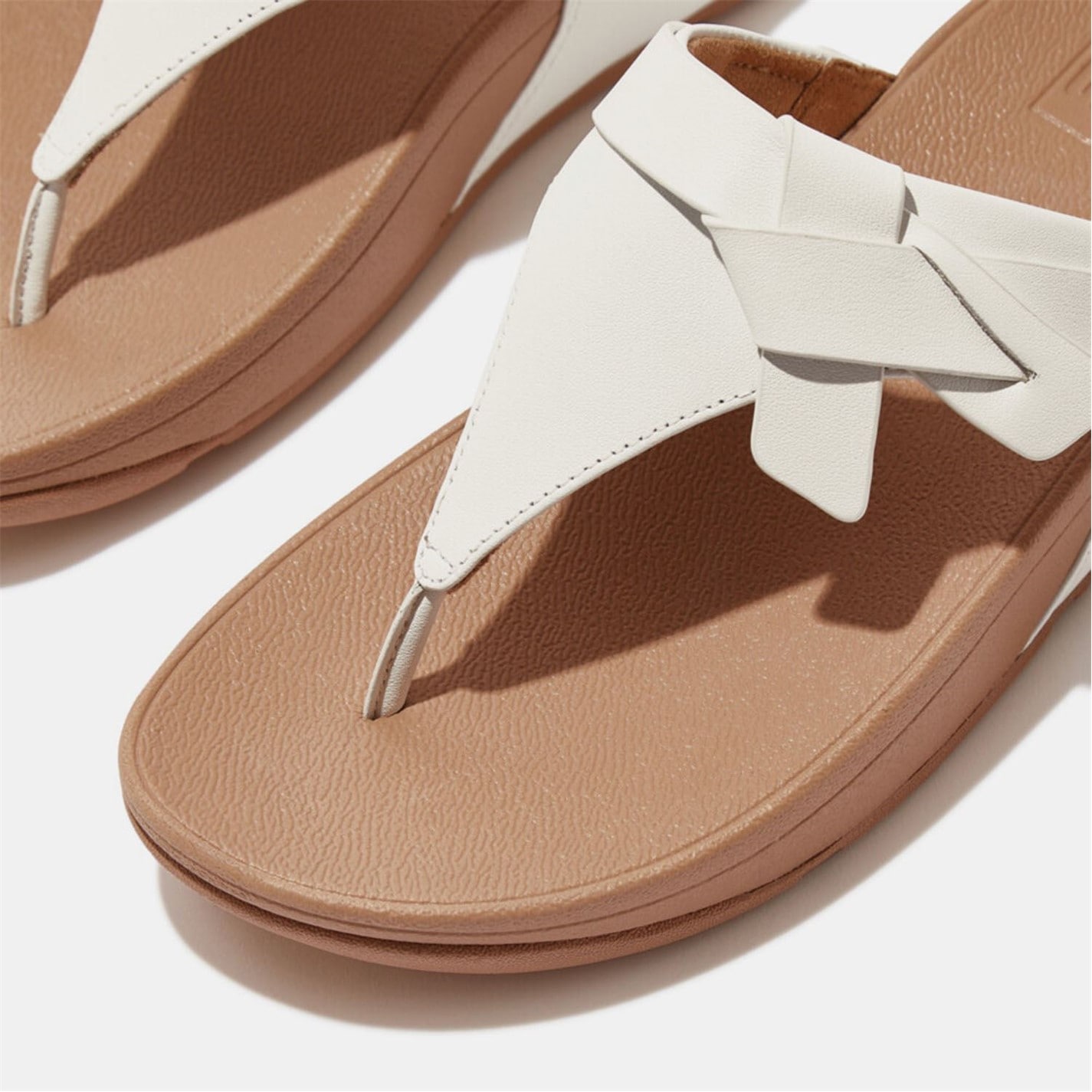 FitFlop White 3042558 Lulu Folded-Knot Leather Toe-Post Sandals - 5