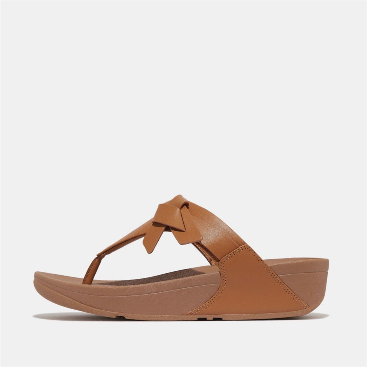 FitFlop Beige 9537182 Lulu Folded-Knot Leather Toe-Post Sandals - 1