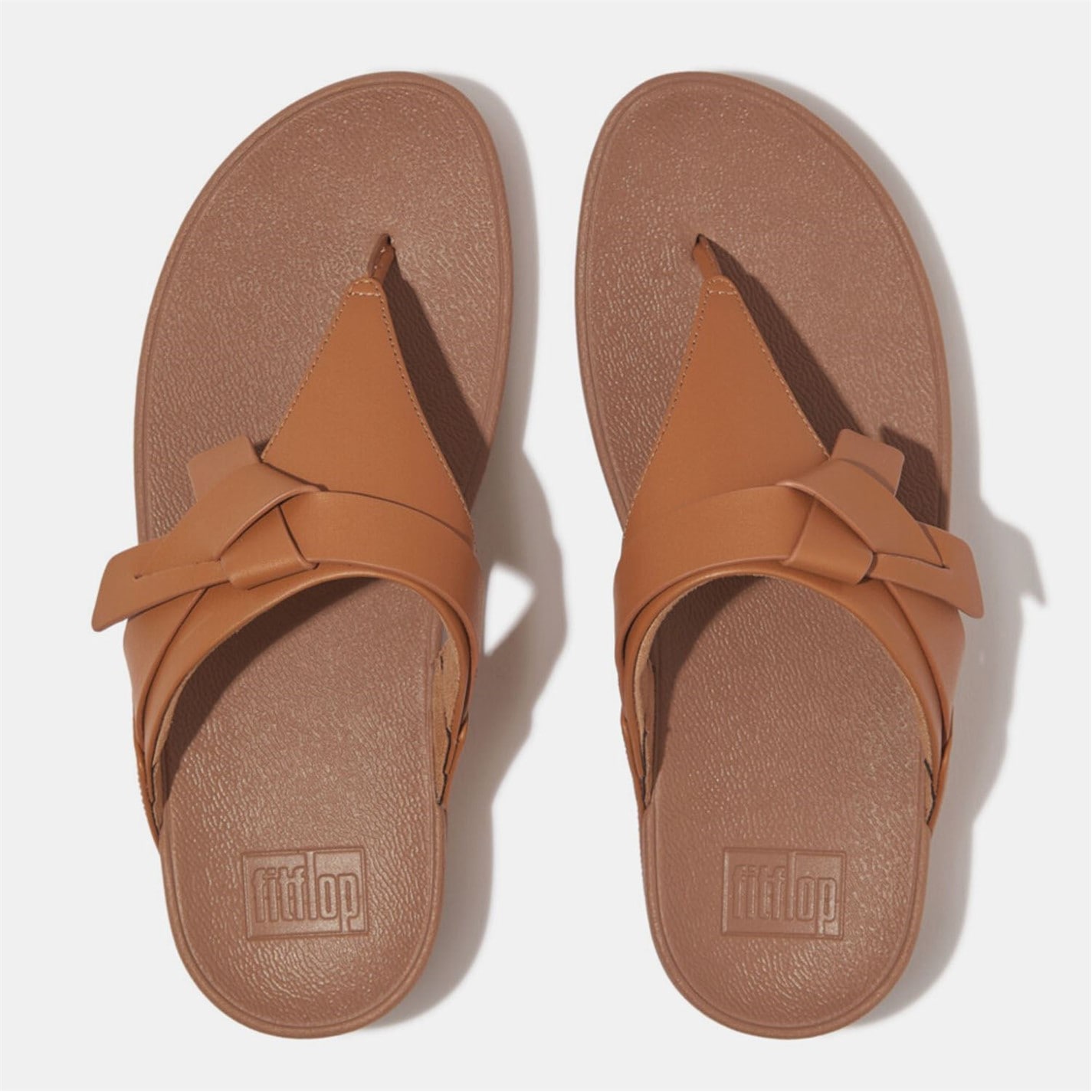 FitFlop Beige 9537182 Lulu Folded-Knot Leather Toe-Post Sandals - 3