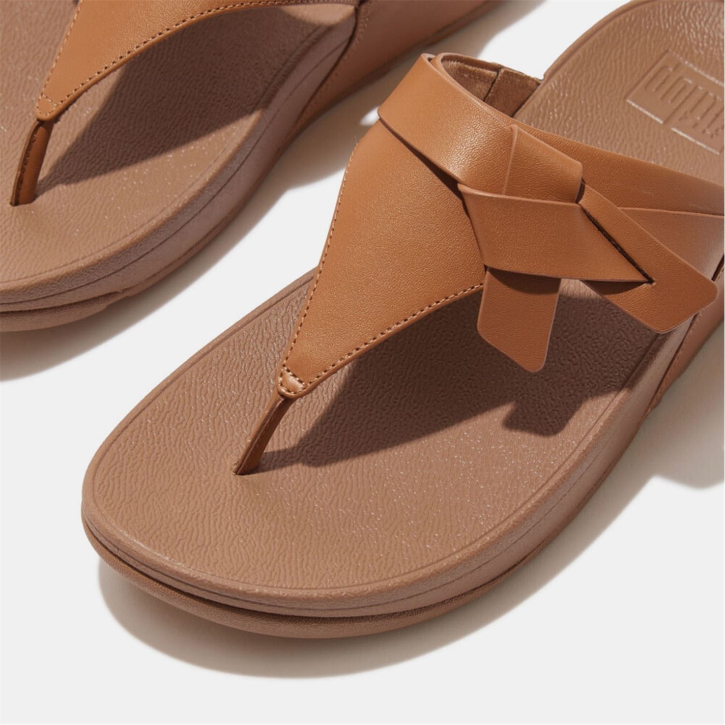 FitFlop Beige 9537182 Lulu Folded-Knot Leather Toe-Post Sandals - 5