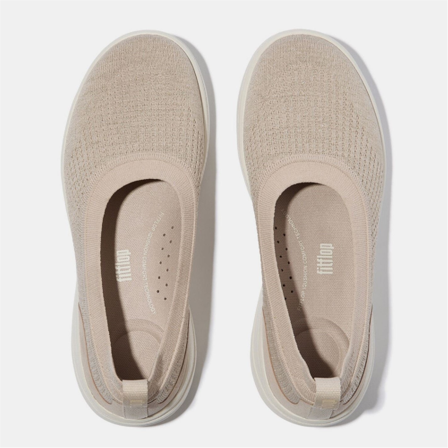 Tenisky Fitflop Beige 3362320 Super-Q Knit Ballet Flats - 3