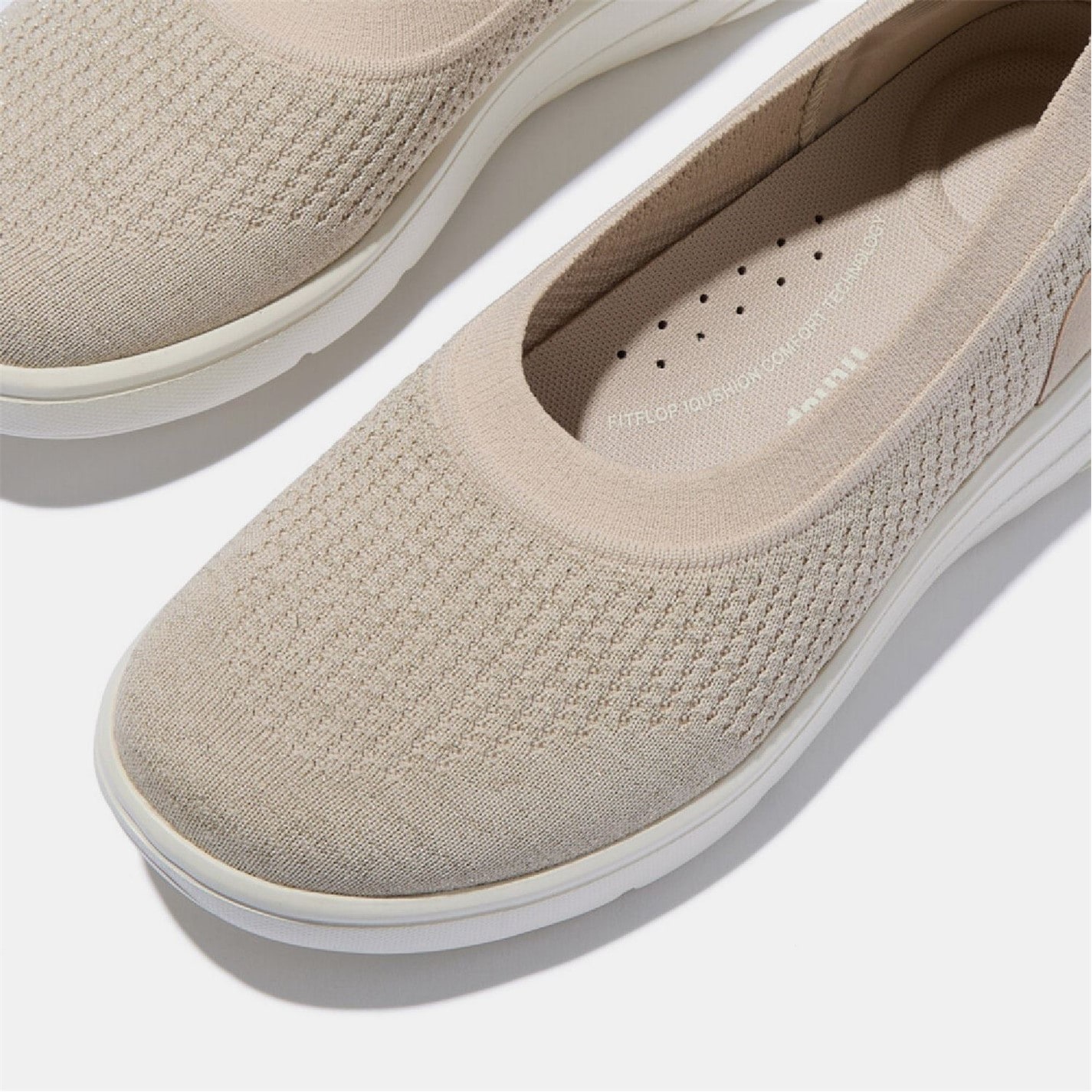 Tenisky Fitflop Beige 3362320 Super-Q Knit Ballet Flats - 5