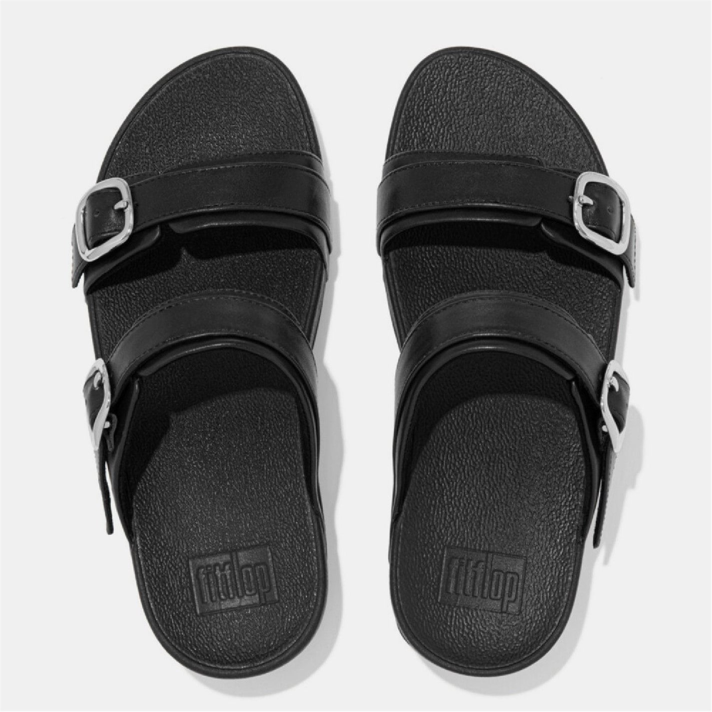 Fitflop Black 1140378 Lulu Adjustable Leather Sliders - 3