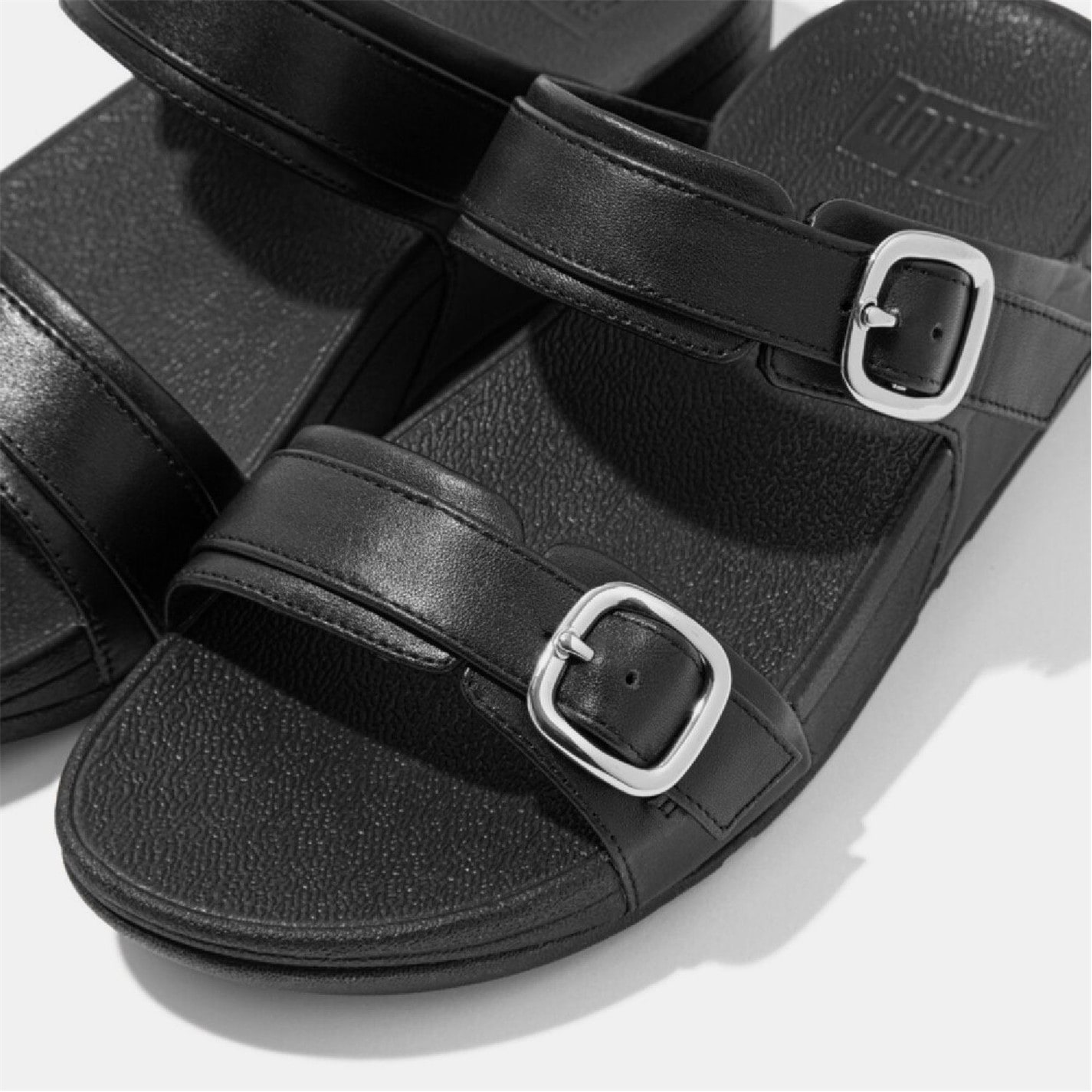 Fitflop Black 1140378 Lulu Adjustable Leather Sliders - 5