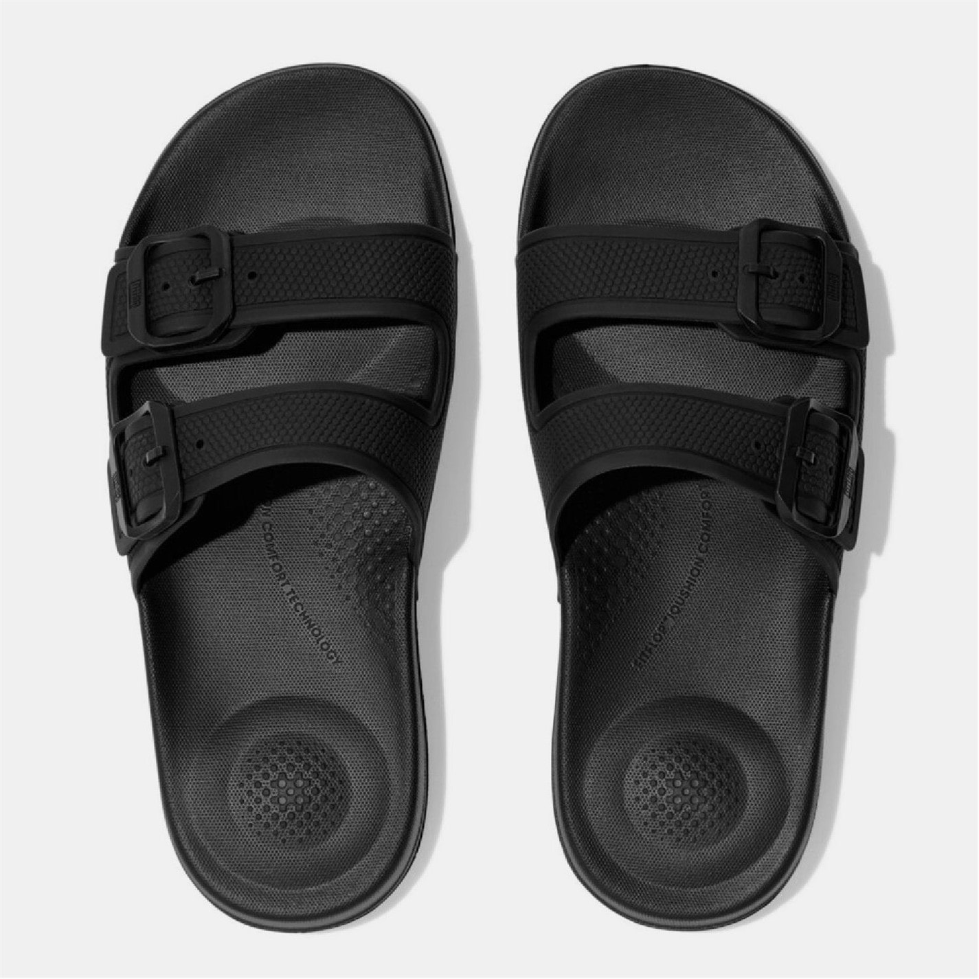 Fitflop Black 3878640 iQushion Two-Bar Buckle Sliders - 2