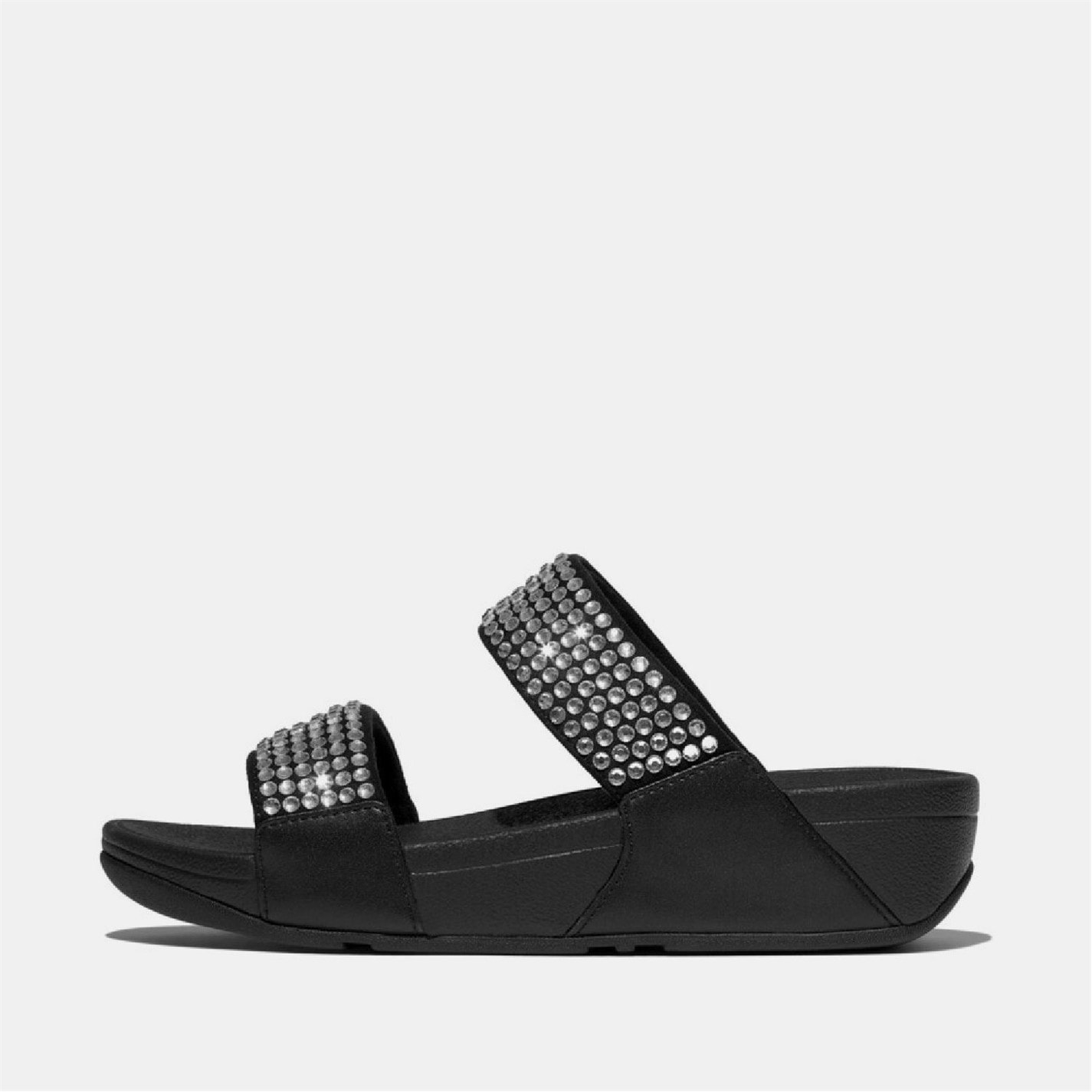 FitFlop Black 7360291 Lulu Maxi-Crystal Two-Bar Sliders - 1