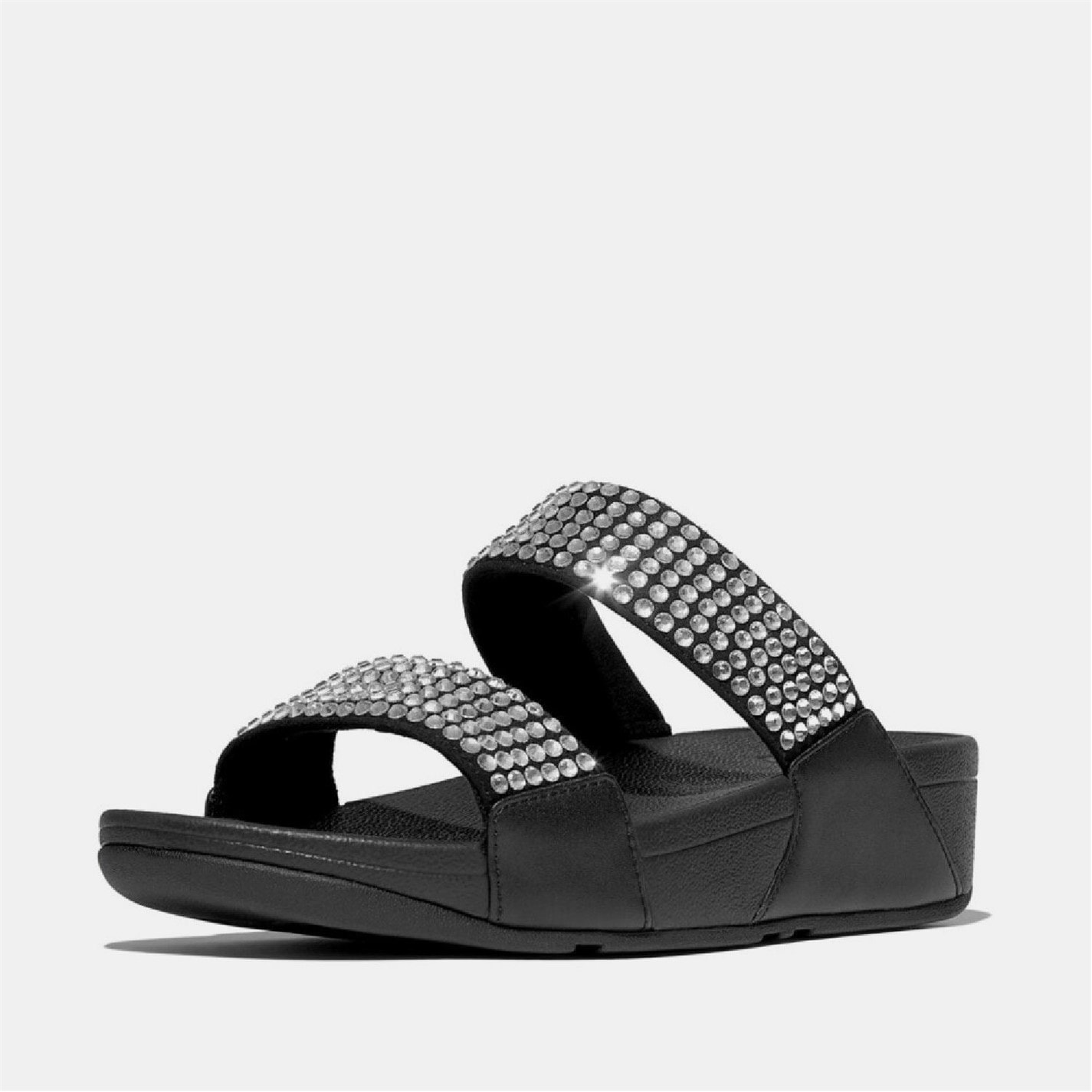 FitFlop Black 7360291 Lulu Maxi-Crystal Two-Bar Sliders - 2