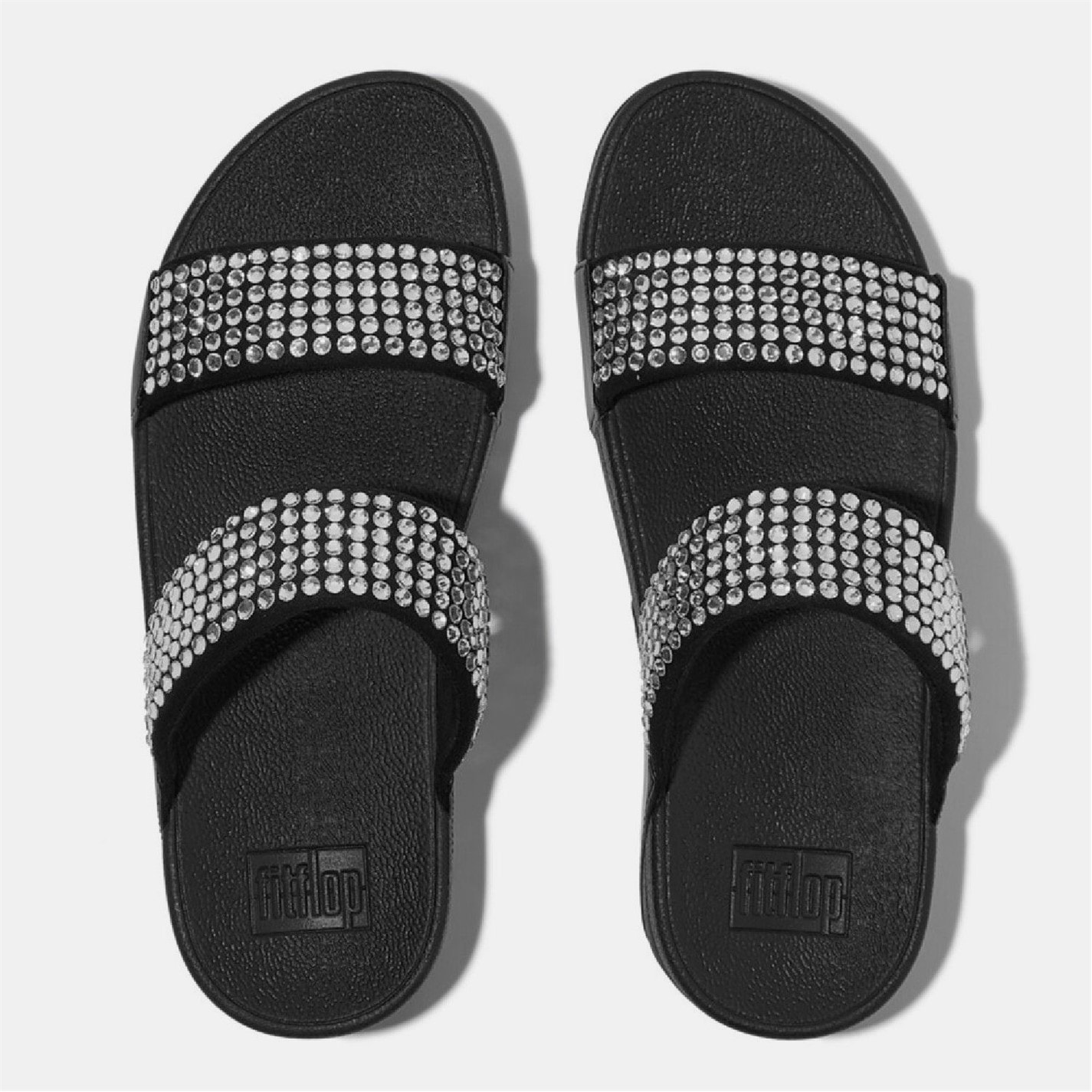 FitFlop Black 7360291 Lulu Maxi-Crystal Two-Bar Sliders - 3