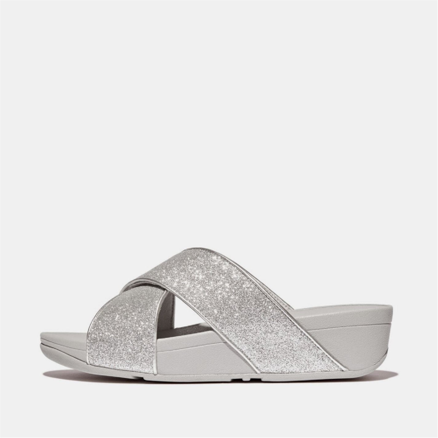 FitFlop Silver 2470547 Lulu Glitterdust Cross Sliders - 1