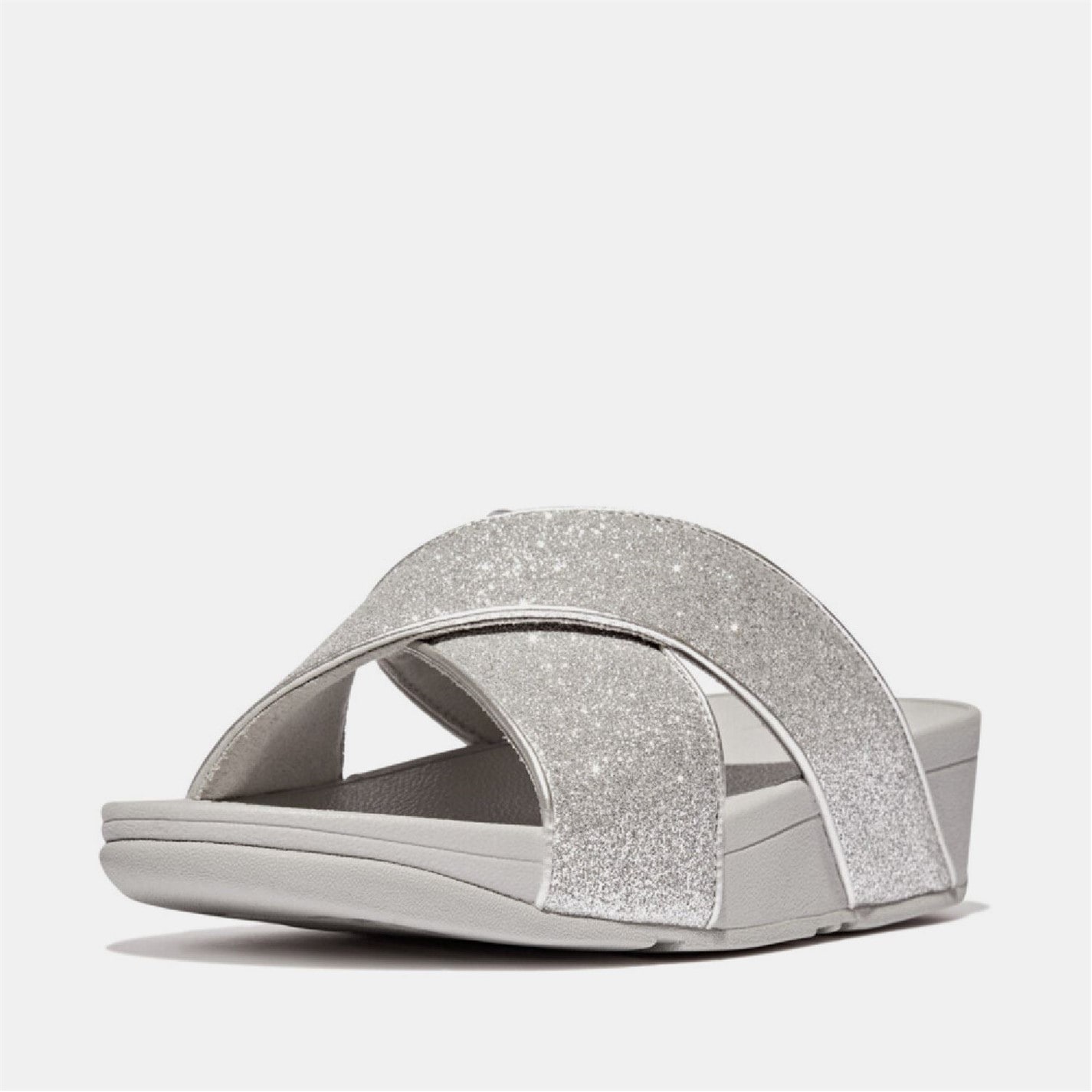 FitFlop Silver 2470547 Lulu Glitterdust Cross Sliders - 2