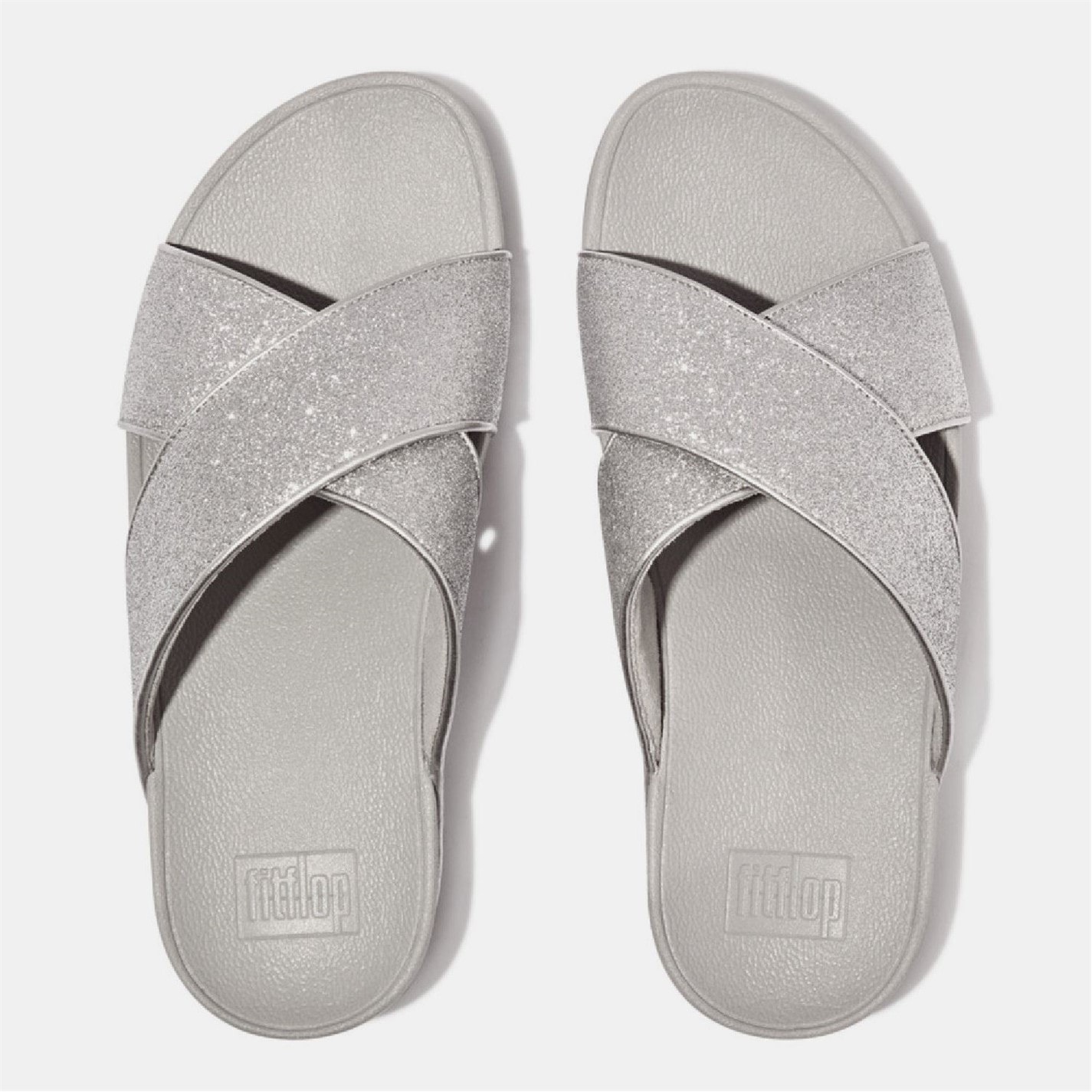 FitFlop Silver 2470547 Lulu Glitterdust Cross Sliders - 3