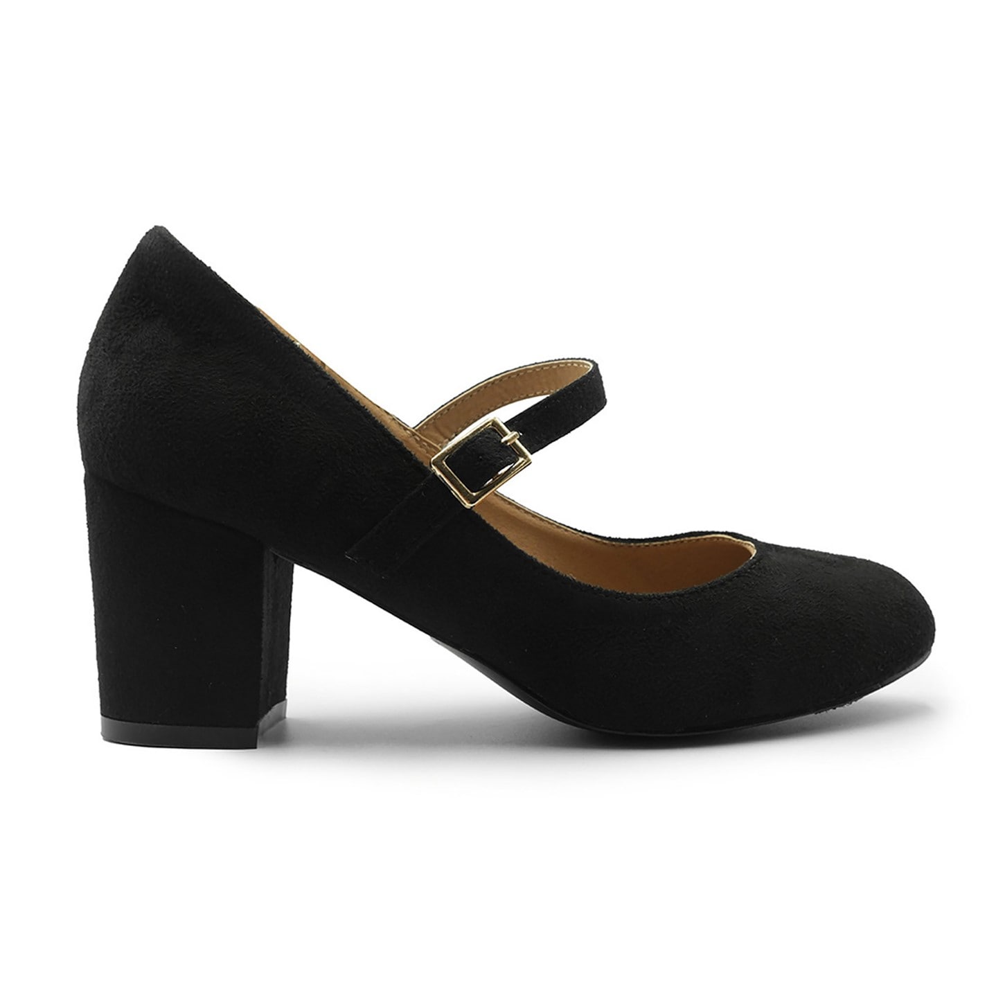 Wheres That From Araceli Block Heel Pumps In Black Suede - 3