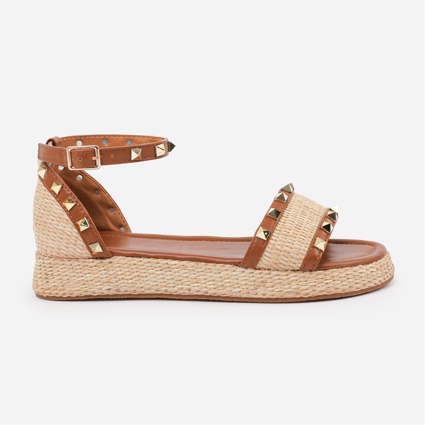 Wheres That From Tan 9743641 Tan PU Aviva Studded Gladiator E - 1
