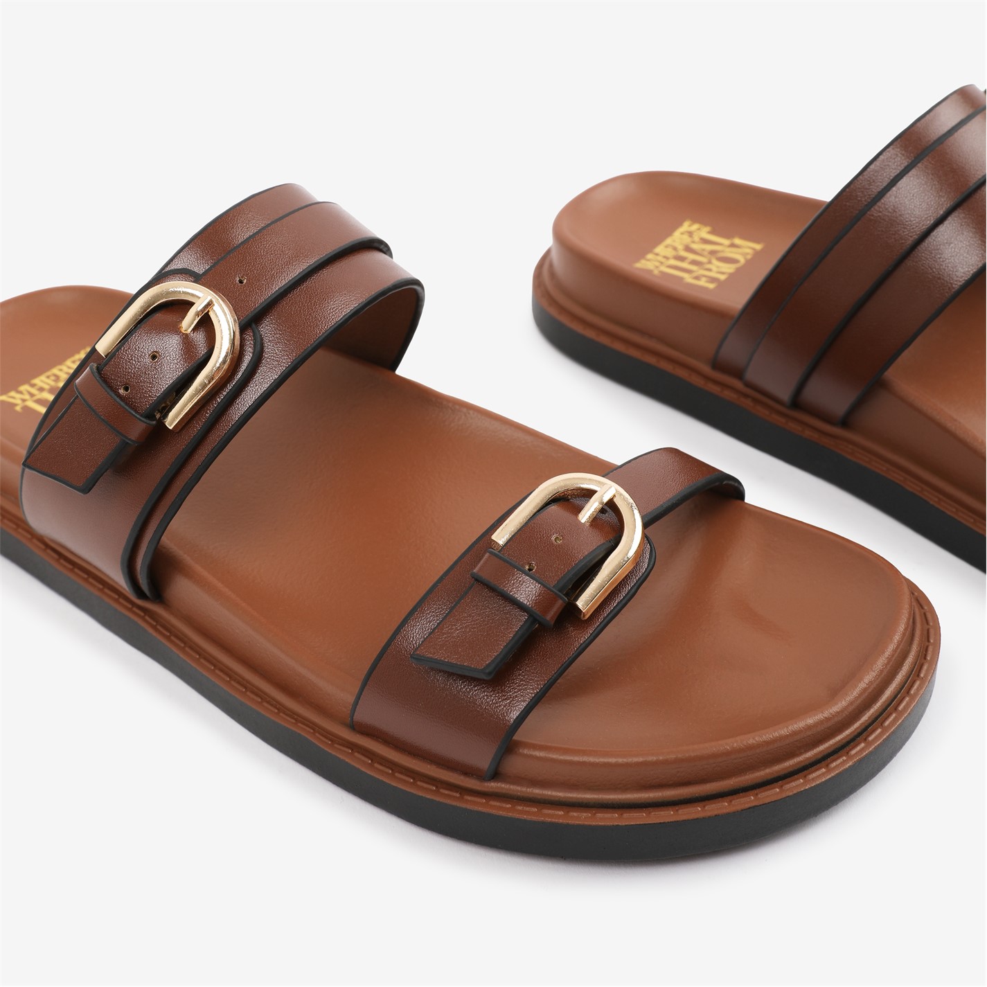 Wheres That From Tan 3727545 TanPU Abrina Flatform Sandal Wit - 5