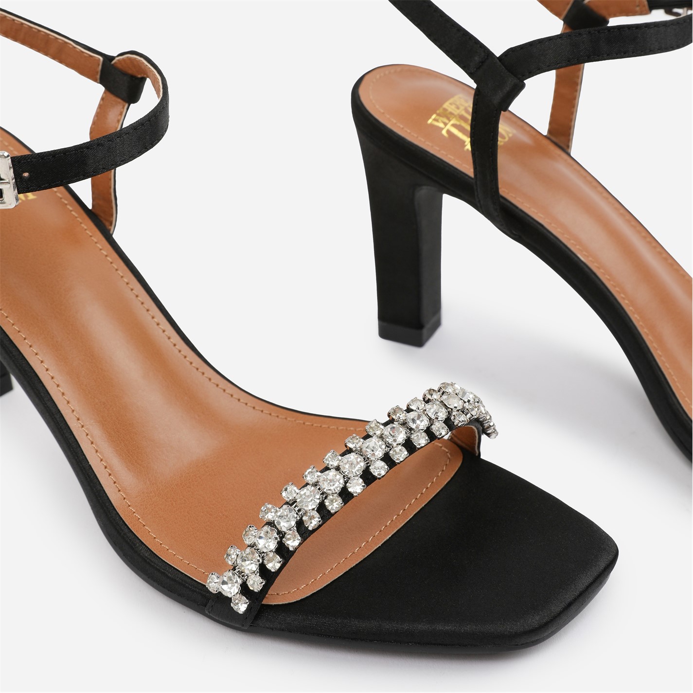 Wheres That From Wheres That From Black Satin Nala Wide-Fit Strapp - 4