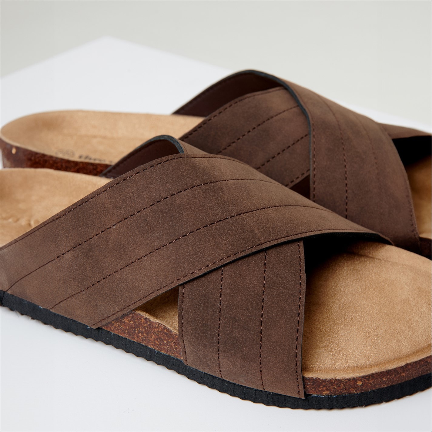 Threadbare Chocolate 8247592 Faux Suede Cross Strap Sandals - 2