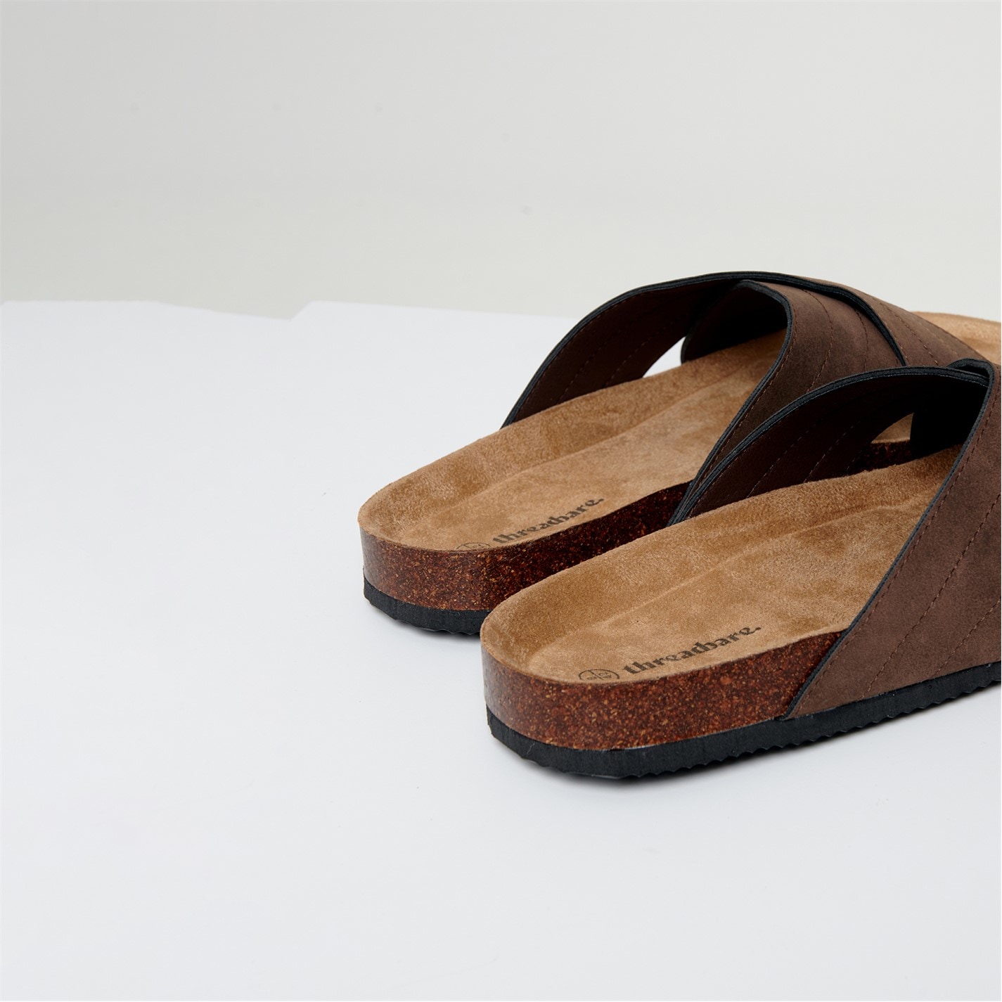 Threadbare Chocolate 8247592 Faux Suede Cross Strap Sandals - 3