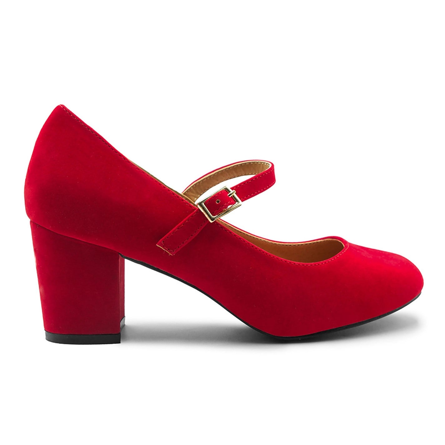 Where’s That From Araceli Wide Fit Block Heel Mary Jane Pumps In Red - 3