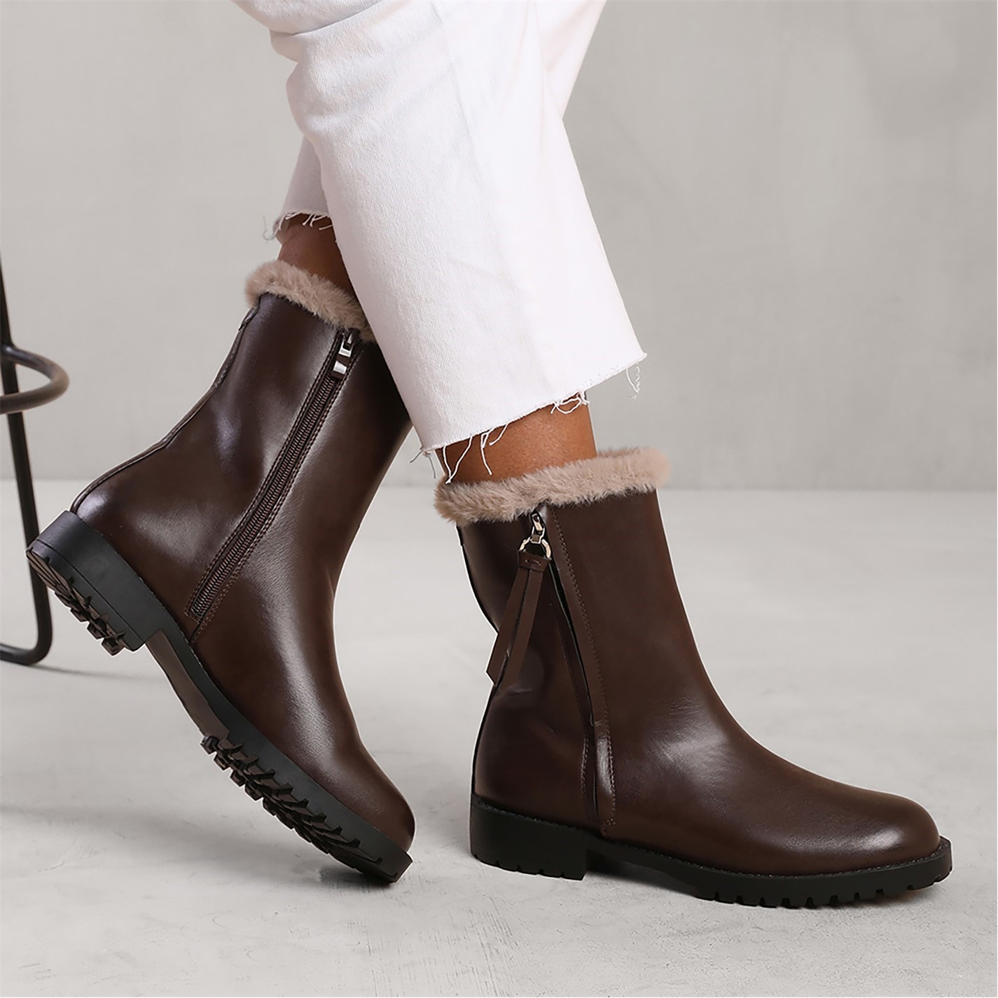Kozačky Where’s That From Dark Brown PU 4143886 Artic Brown Wide Fit Mid Calf Boots - 2