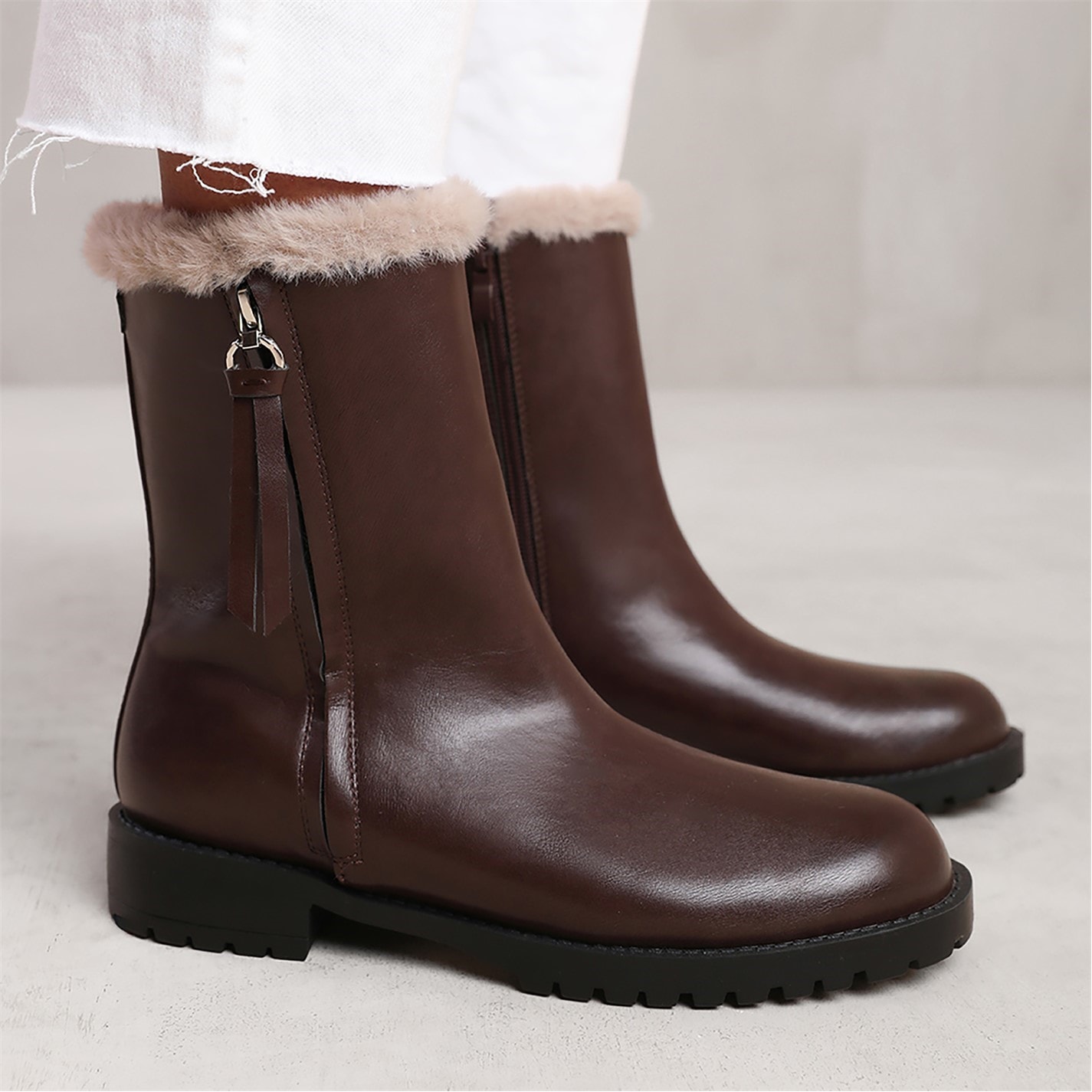 Kozačky Where’s That From Dark Brown PU 4143886 Artic Brown Wide Fit Mid Calf Boots - 3