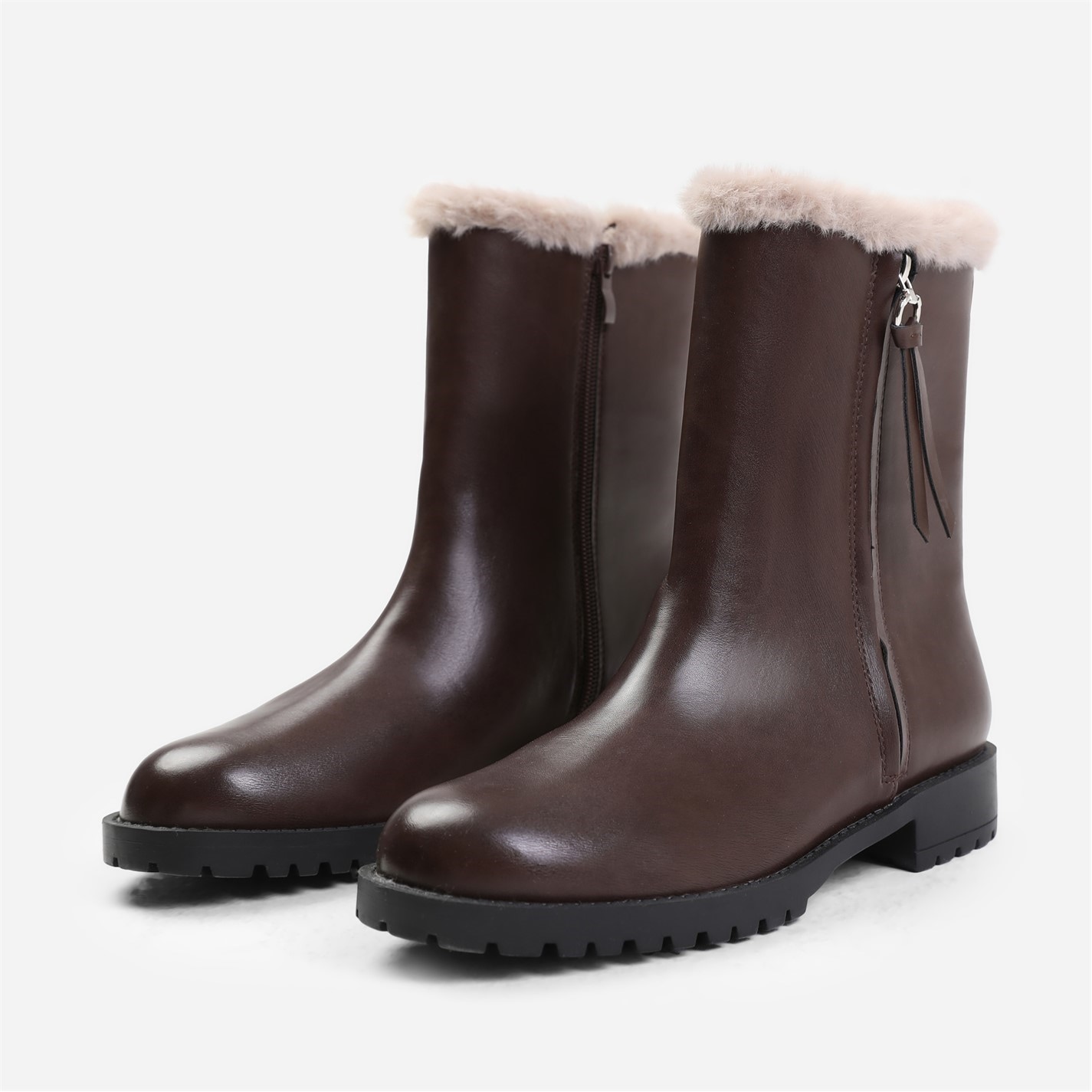 Kozačky Where’s That From Dark Brown PU 4143886 Artic Brown Wide Fit Mid Calf Boots - 4