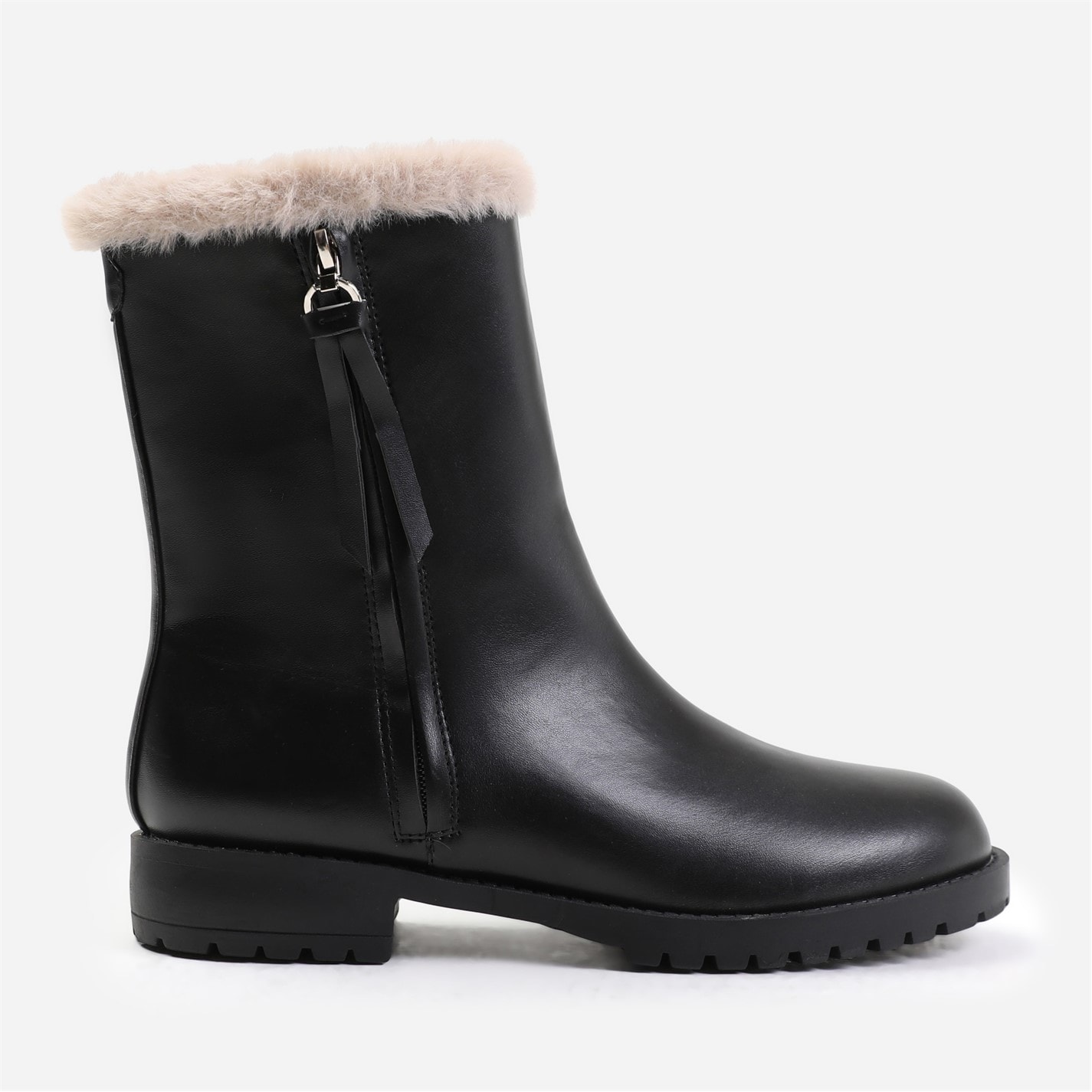 Where’s That From Artic Black Mid Calf Fur Trim Boots - 3