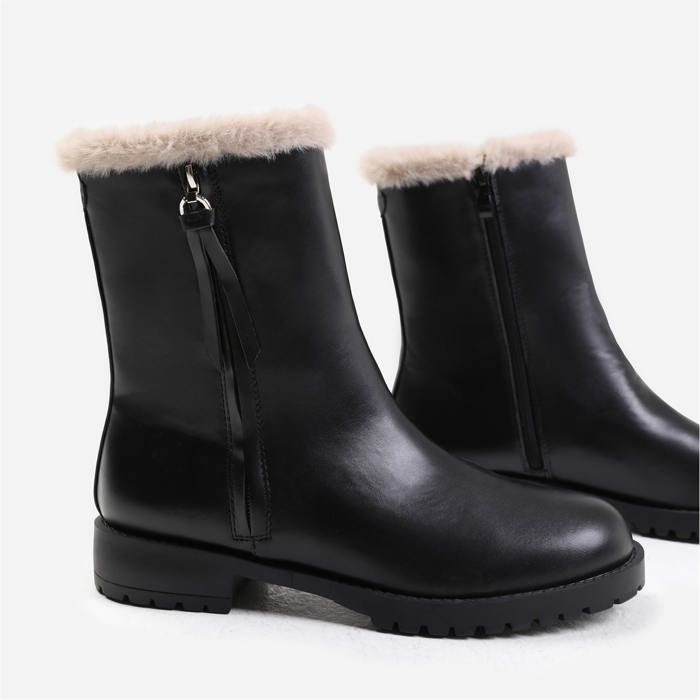 Where’s That From Artic Black Mid Calf Fur Trim Boots - 4