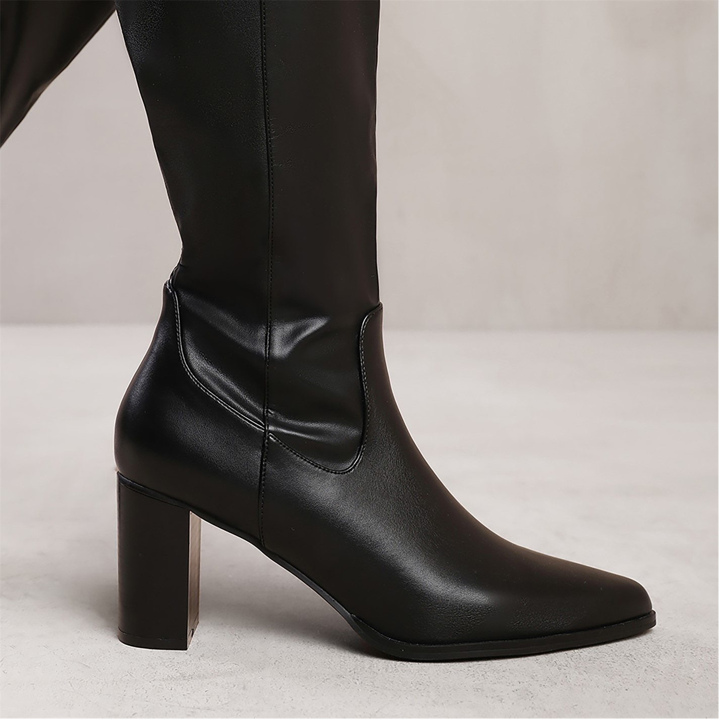 Where’s That From Hawthorn Block Heel Knee High Boots With Stitch De - 2