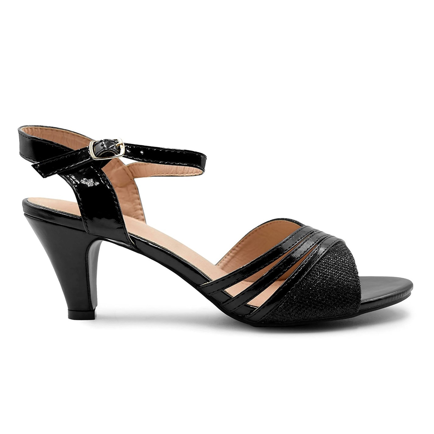 Wheres That From Black 779198 Stormi Extra Wide Fit Low Heel Sandals With Buckle - 1